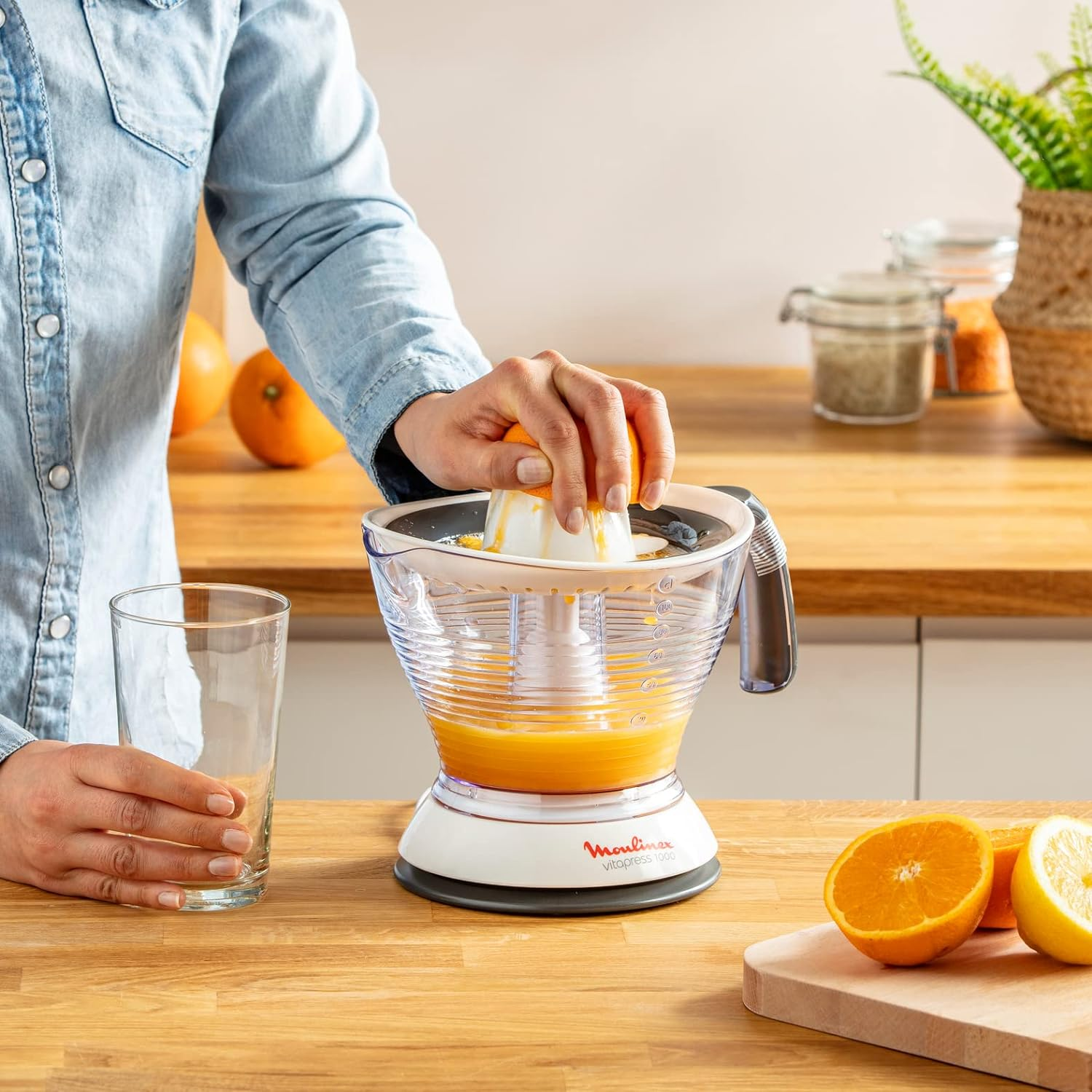 Moulinex Vita Press Juicer - 25W Electric Citrus Juicer with 1L Capacity | Perfect for Fresh Orange, Lemon & Grapefruit Juice at Home or Cafe