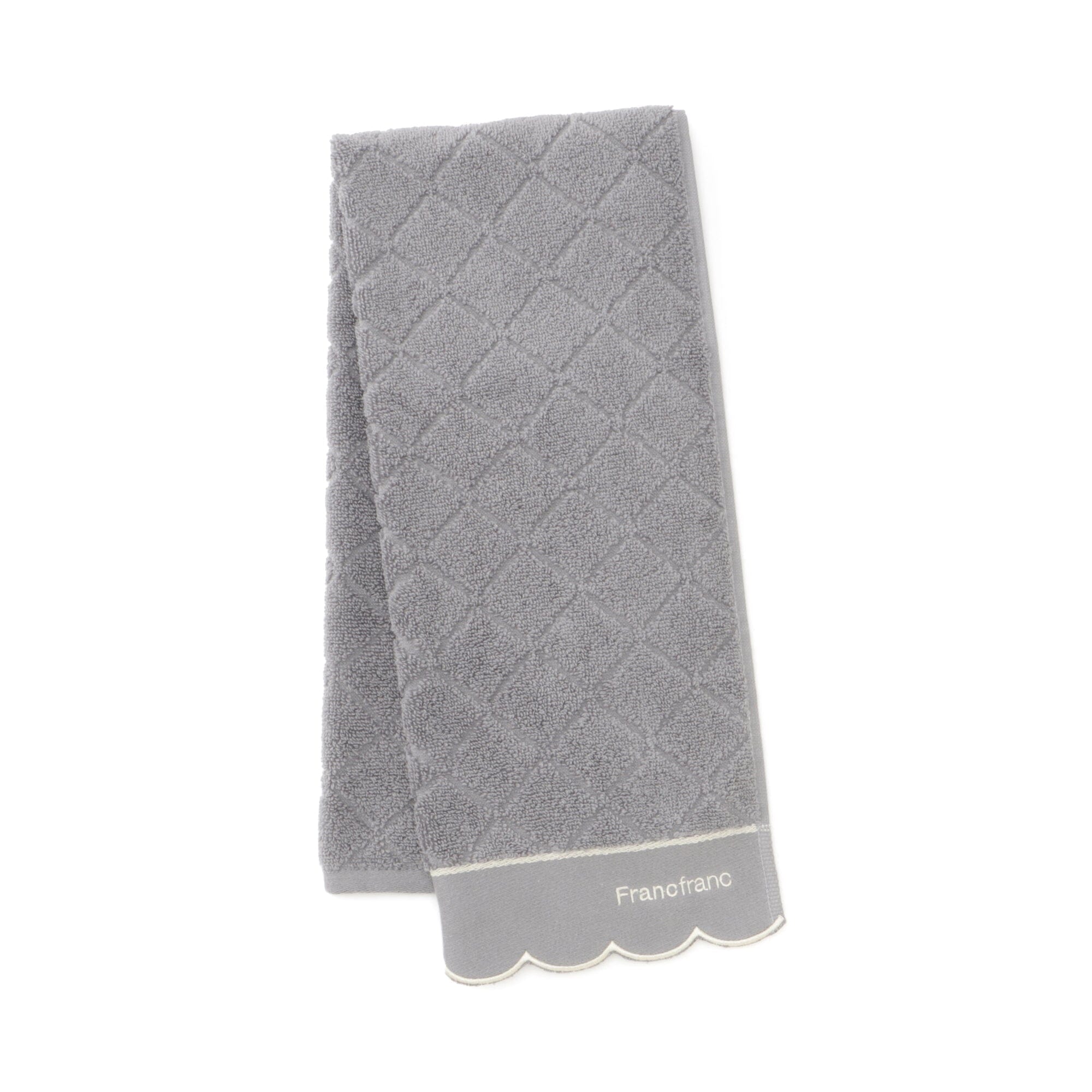 Antibacterial & Deodorizing Scallop Edge Face Towel - Soft Grey Bath Towel for Spa, Gym & Travel | Quick-Dry & Hypoallergenic