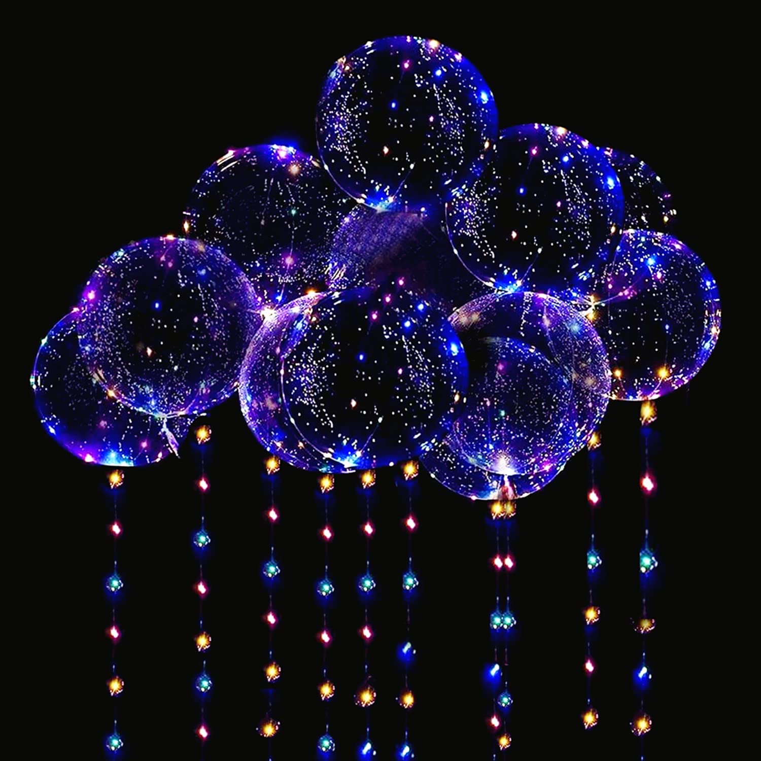 10 Pack 20 Inch LED Bobo Balloons with String Lights - Clear Helium Glow Bubble Balloons for Christmas, Wedding, Birthday, Valentine's Day & Halloween Party Decorations - Perfect for Indoor/Outdoor Events, Baby Showers & Anniversary Celebrations