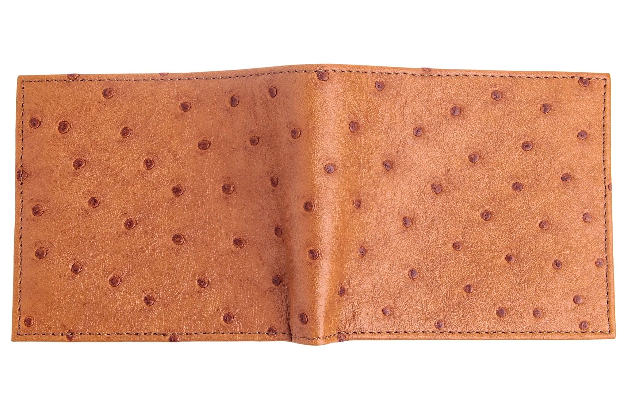 Premium Exotic Two-Tone Tan & Brown Ostrich Leather Wallet for Men - Stylish RFID Blocking Bifold Wallet for Everyday Use, Travel & Business