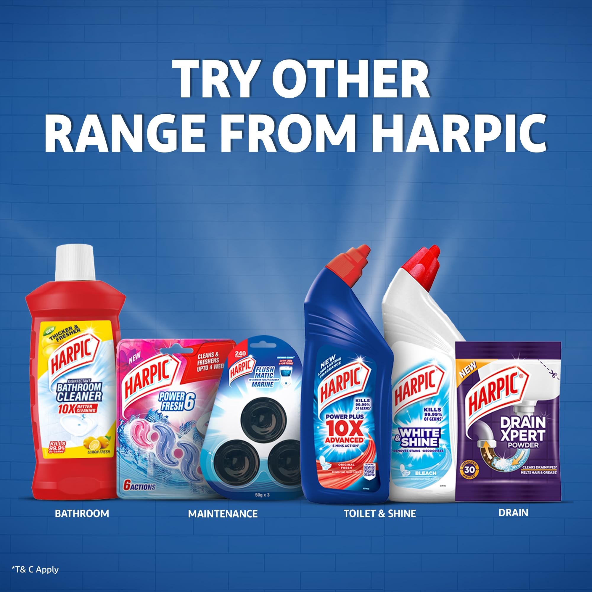Harpic Flushmatic In-Cistern Toilet Cleaner Blocks, Marine Scent - 50g (6-Pack) | Long-Lasting Toilet Cleaner Balls for Fresh & Hygienic Bathroom | Perfect for Home, Office & RV Use