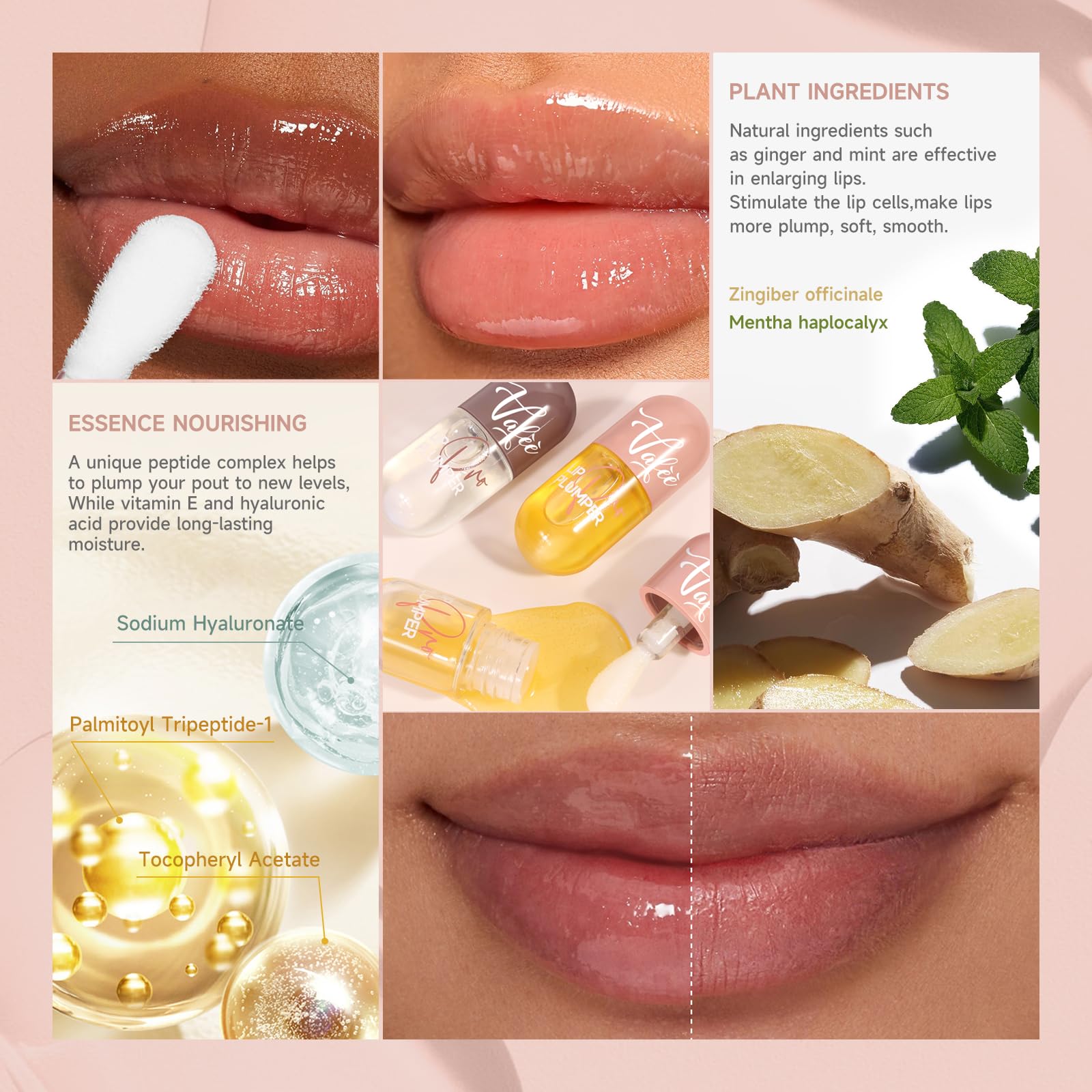 Vafee Lip Plumper & Enhancer Serum - Natural Lip Care for Fuller Lips, Hydration & Fine Line Reduction | Lip Mask for Beautiful Plump Lips (A-02#PLUS Yellow) | Perfect for Daily Use, Night Care & Makeup Prep