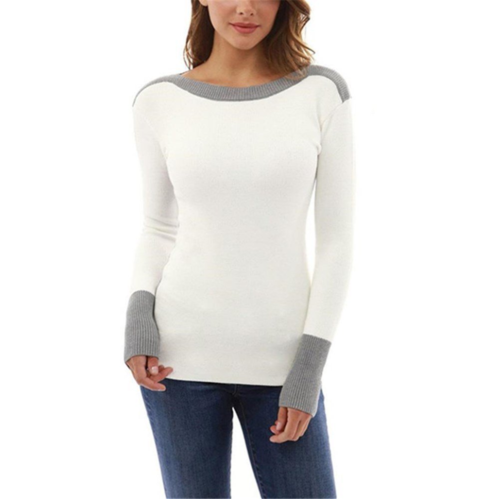 Kimloog Women's Long Sleeve Boat Neck Jumper Sweater - Soft Flannel Casual Top for Fall & Winter | Perfect for Office, Dating & Weekend Outfits