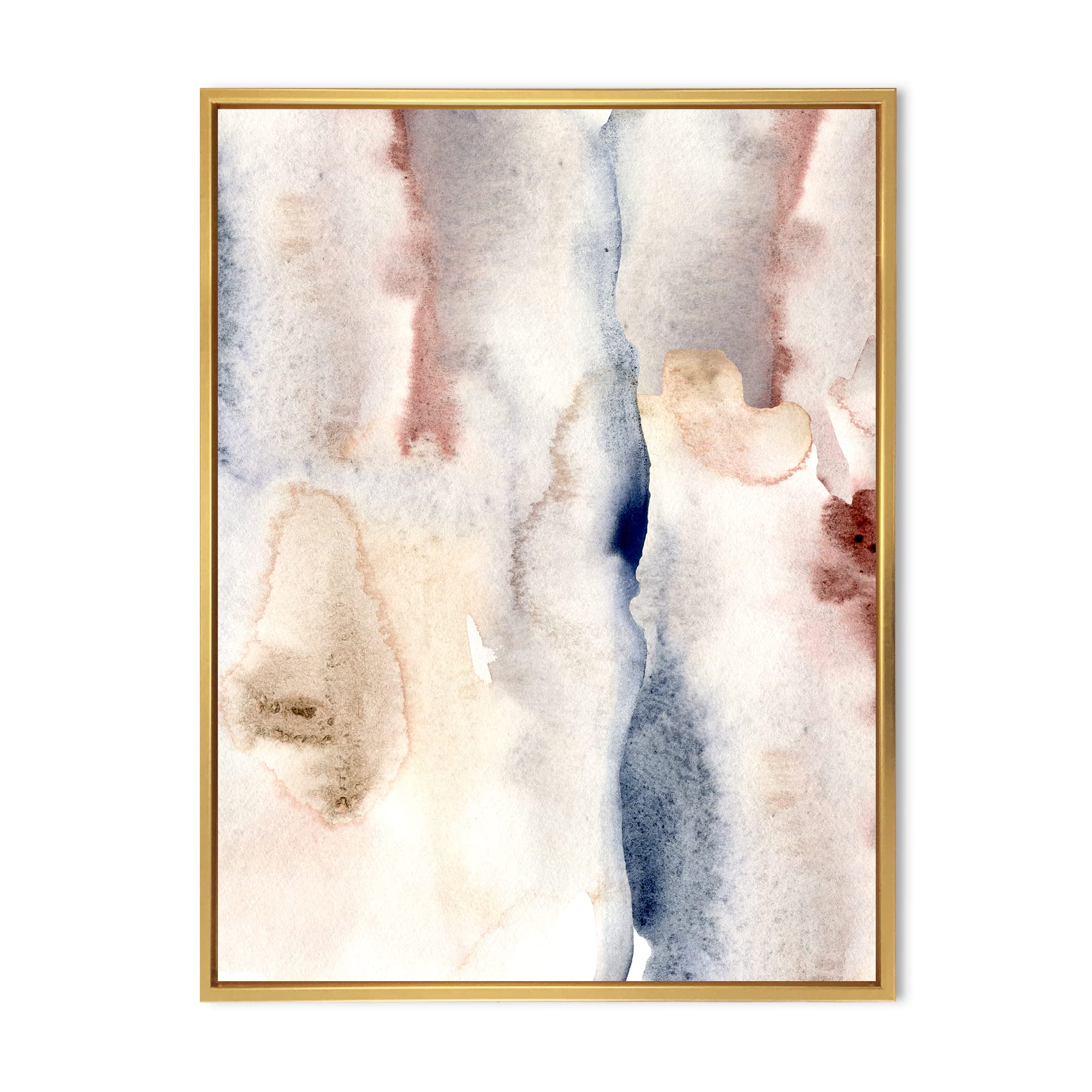 Pastel Abstract Canvas Wall Art with Dark Blue, Pink & Gray Spots - Modern Framed Print for Living Room, Bedroom & Office Decor
