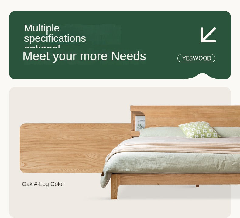 Solid Oak Wood Luminous Bedside Charging Shelf - Nightstand Organizer with USB Ports for Bedroom, Office & Dorm Room - Perfect for Phones, Tablets & Reading Lights