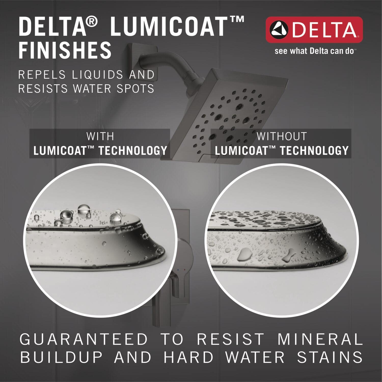 Delta Faucet HydroRain 5-Spray H2Okinetic Dual Shower Head with Handheld Spray - Chrome Shower Head with Hose, 1.75 GPM Flow Rate, Lumicoat Chrome Finish (Model 58680-PR) - Perfect for Bathroom Renovation, Spa-Like Shower Experience & Water Conservation