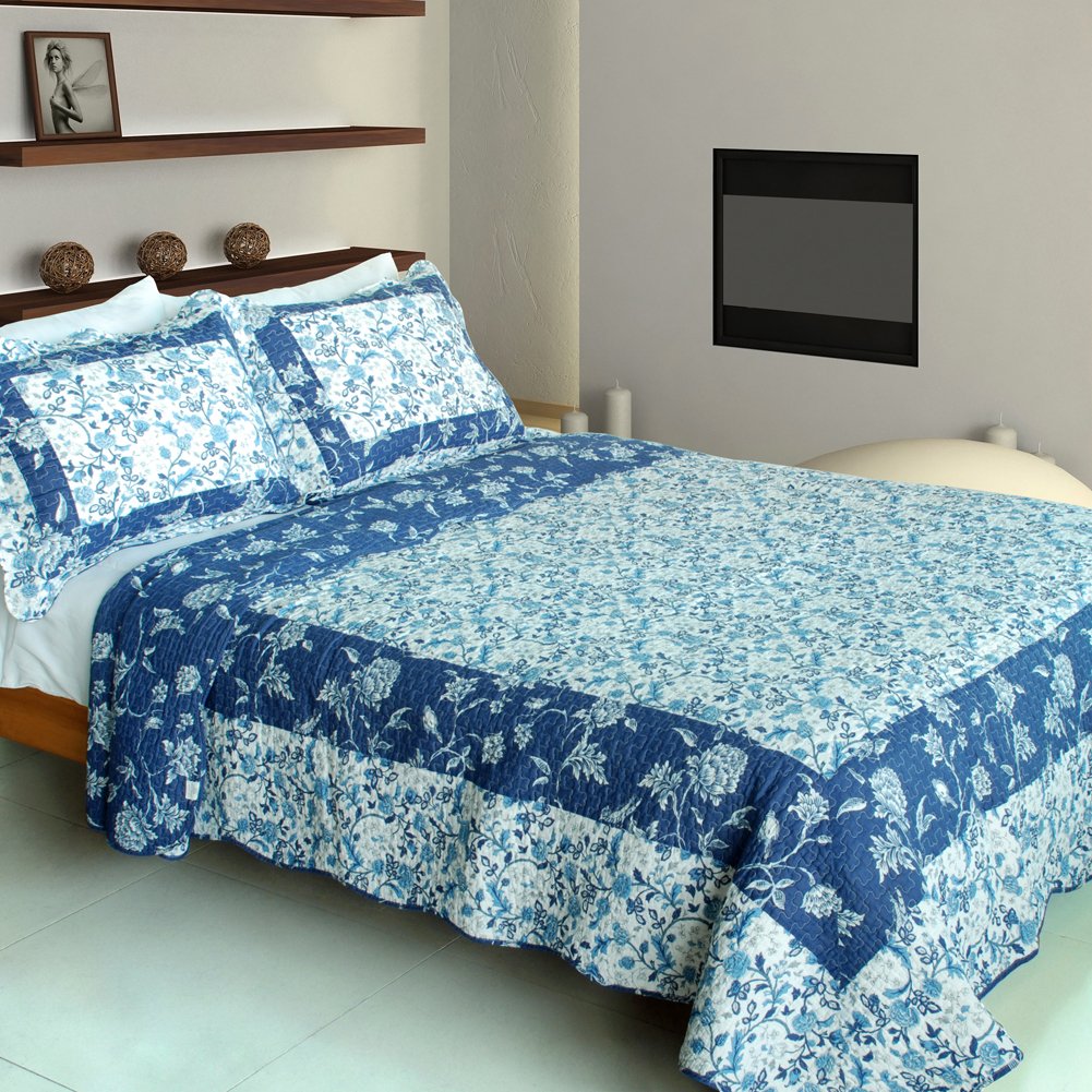 Eternal Sunshine 3-Piece Cotton Quilt Set - Vermicelli-Quilted Printed Bedding for Full/Queen Size | Soft & Breathable Comforter Cover for Cozy Bedroom Decor