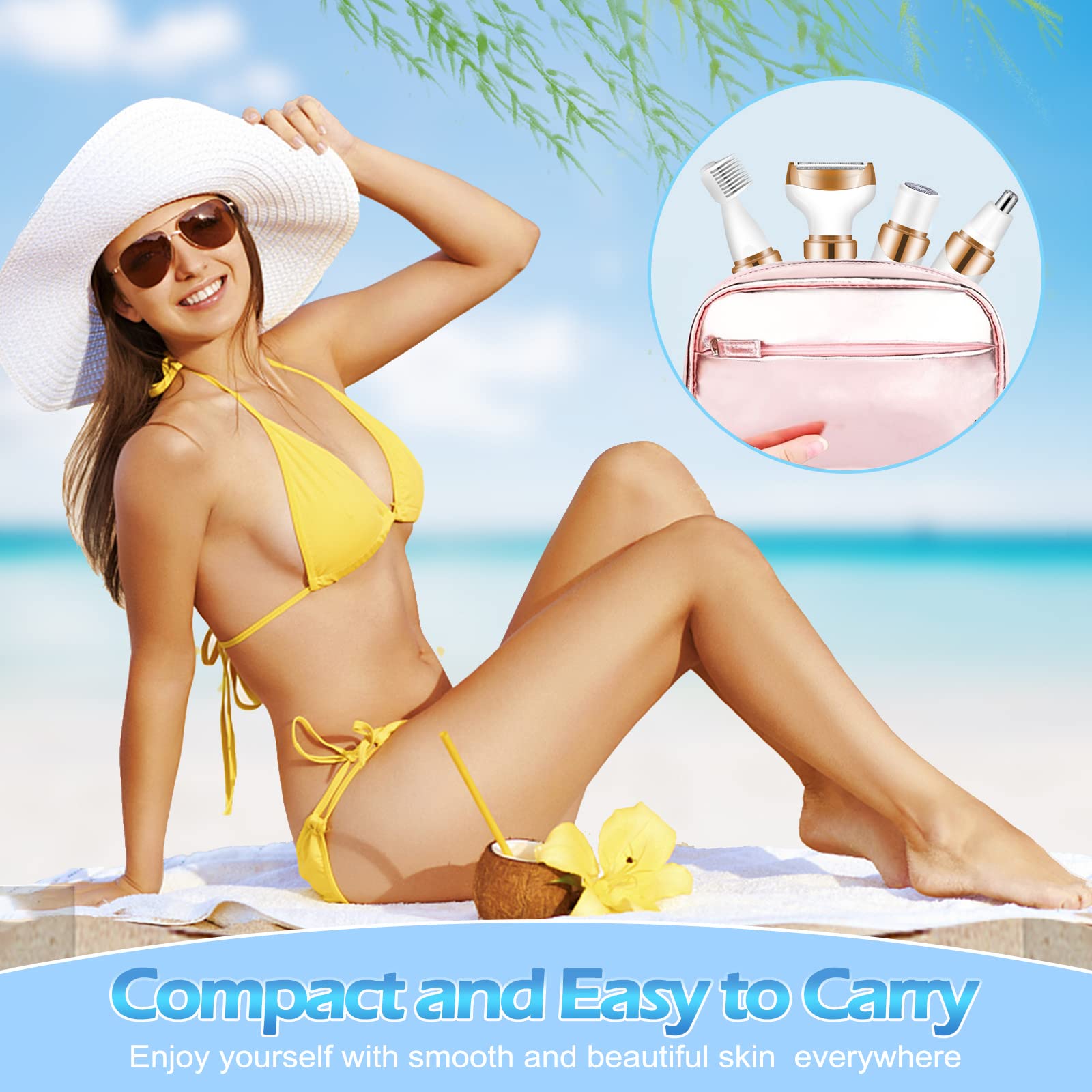 Best Women's Electric Razor & Bikini Trimmer - 4-in-1 Lady Shaver for Face, Underarms, Legs & Pubic Hair | Smooth Shaving for Daily Grooming & Travel