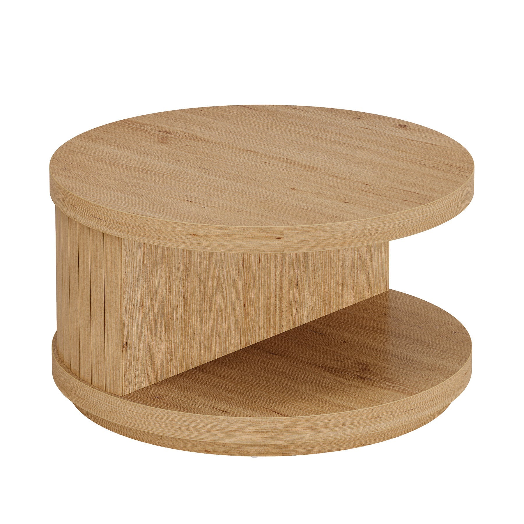 31.5 Inch Round Coffee Table with 2-Tier Storage - Modern Living Room Center Table for Home Decor, Perfect for Small Spaces & Entertaining Guests