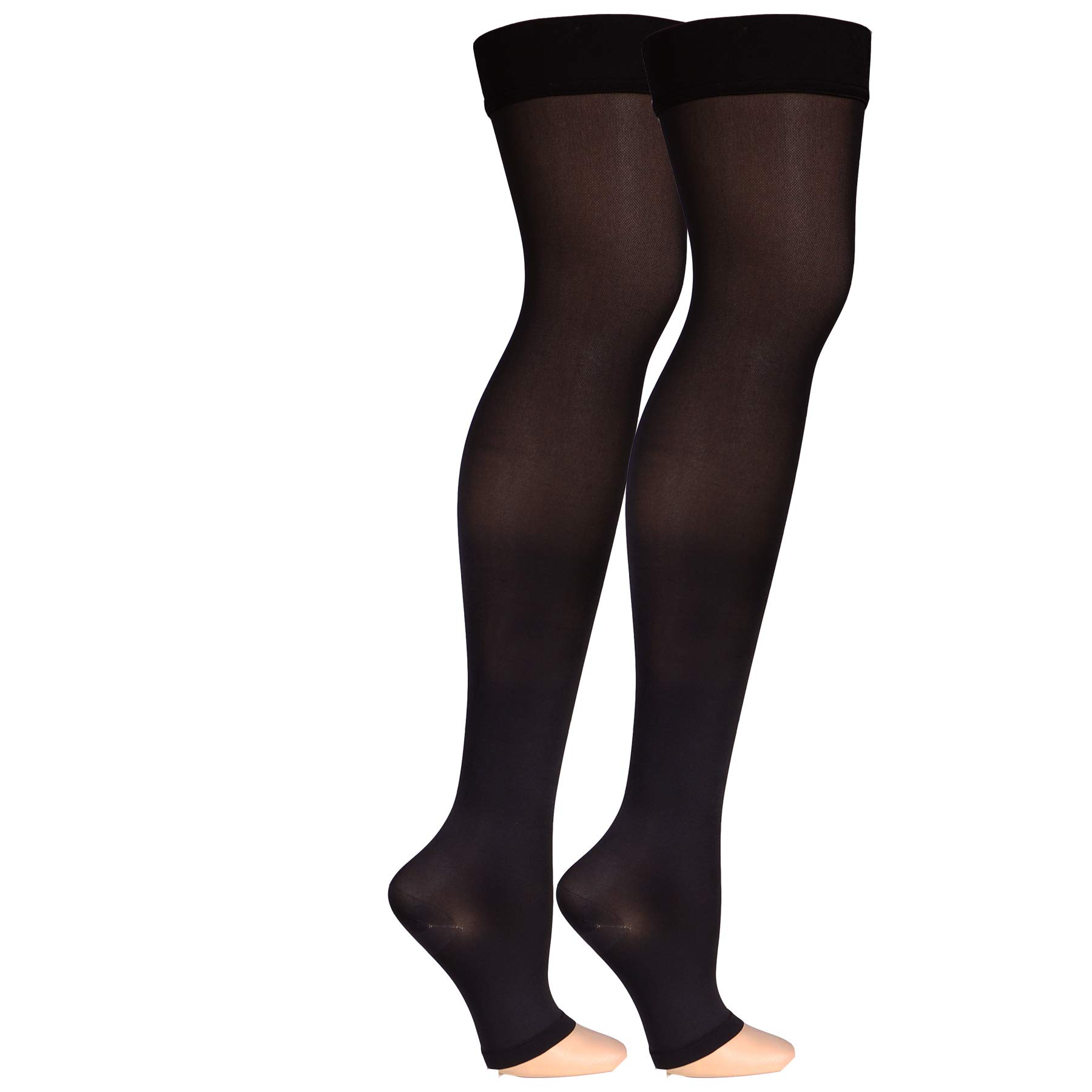 Truform Women's Thigh High Open Toe Compression Stockings - 20-30 mmHg Medical Grade Support for Varicose Veins & Swelling - Perfect for Nurses, Travel & Pregnancy