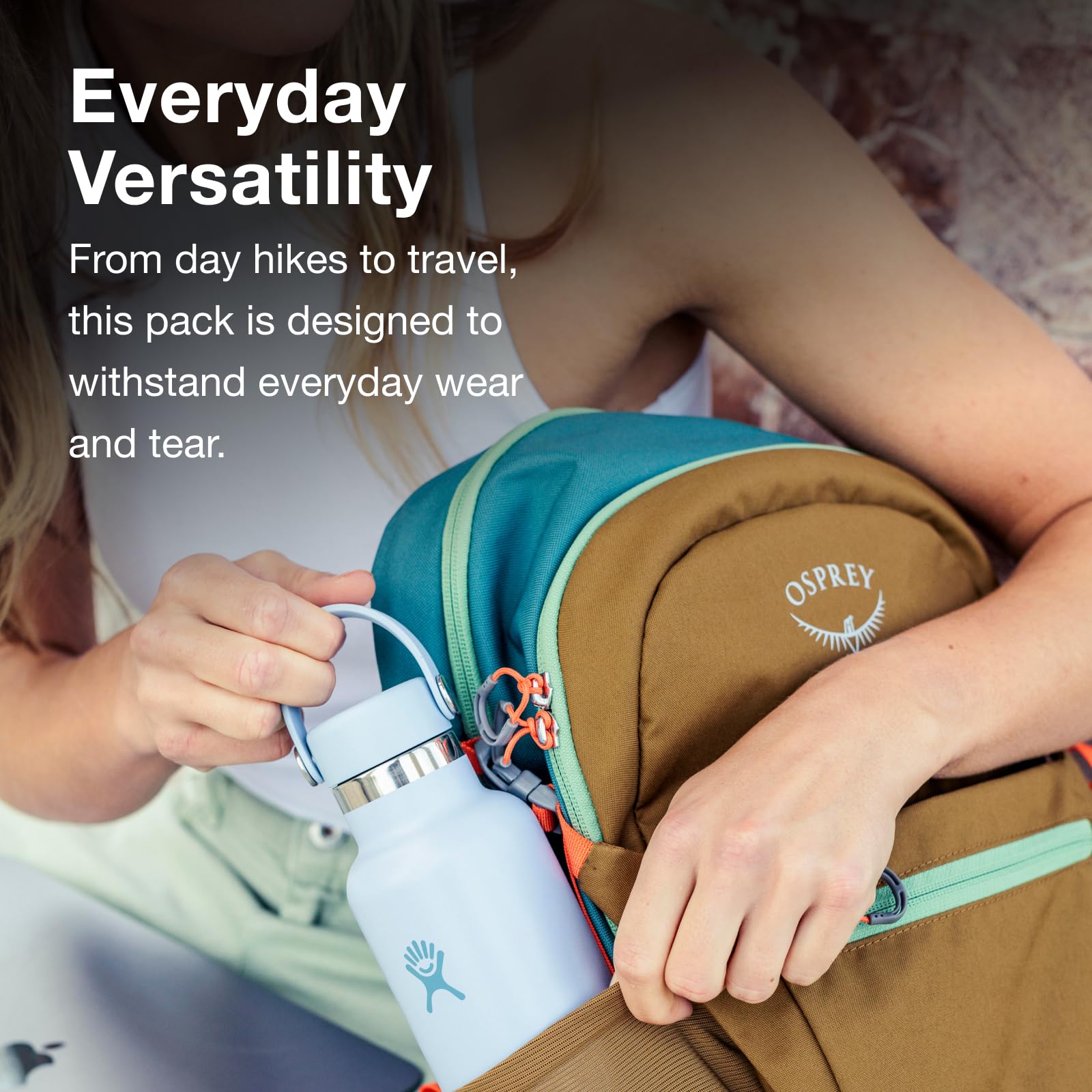 Osprey Daylite Plus Earth Commuter Backpack - Lightweight Hiking Daypack for Travel & Work, Dark Charcoal/Blue Flame - Perfect for Commuting, Outdoor Adventures & Daily Use