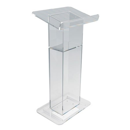 Acrylic Lectern Stand with U-Shaped Base and Storage Shelf - Perfect for Church Podiums, School Presentations & Conference Room Speeches