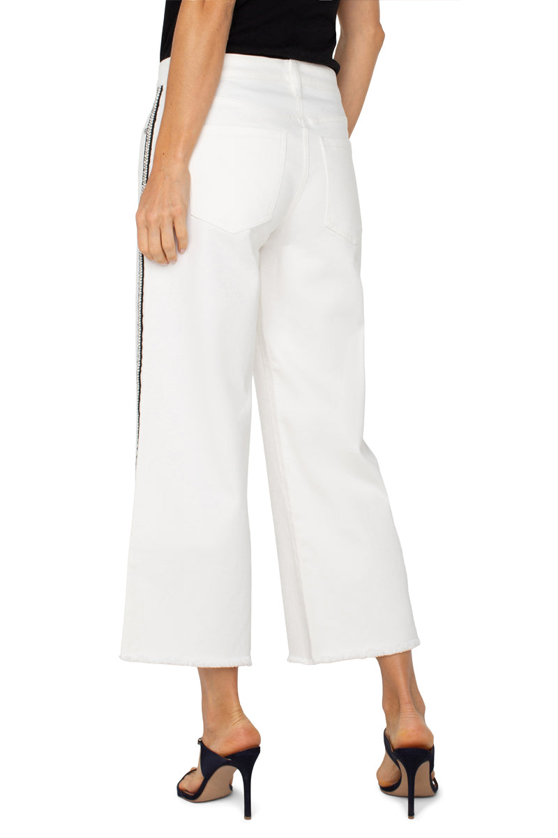 Liverpool Embroidered High Rise Wide Leg Crop Jeans for Women - Comfortable Stretch Denim Pants for Casual Wear & Street Style Outfits