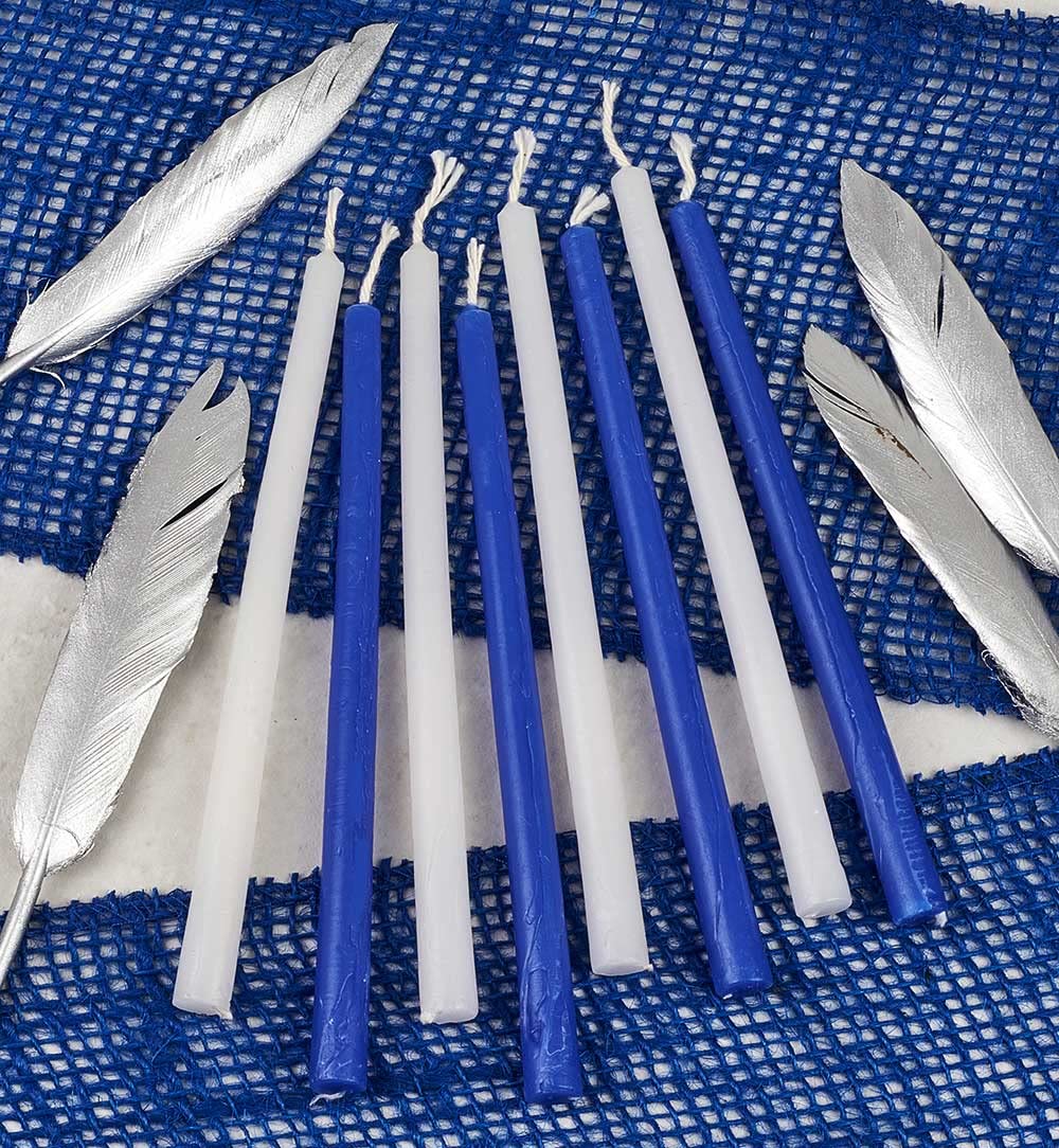 Premium Hanukkah Candles Set - 45 Blue & White Chanukah Candles for Menorah, Includes DIY Dreidel & Prayer Card - Zion Judaica - Perfect for Hanukkah Celebrations, Jewish Holidays & Home Decor
