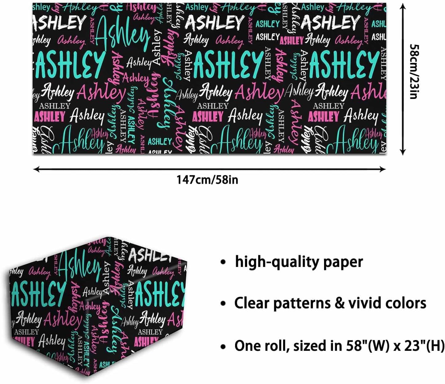 Custom Personalized Name Birthday Wrapping Paper - Funny Gift Wrap 58