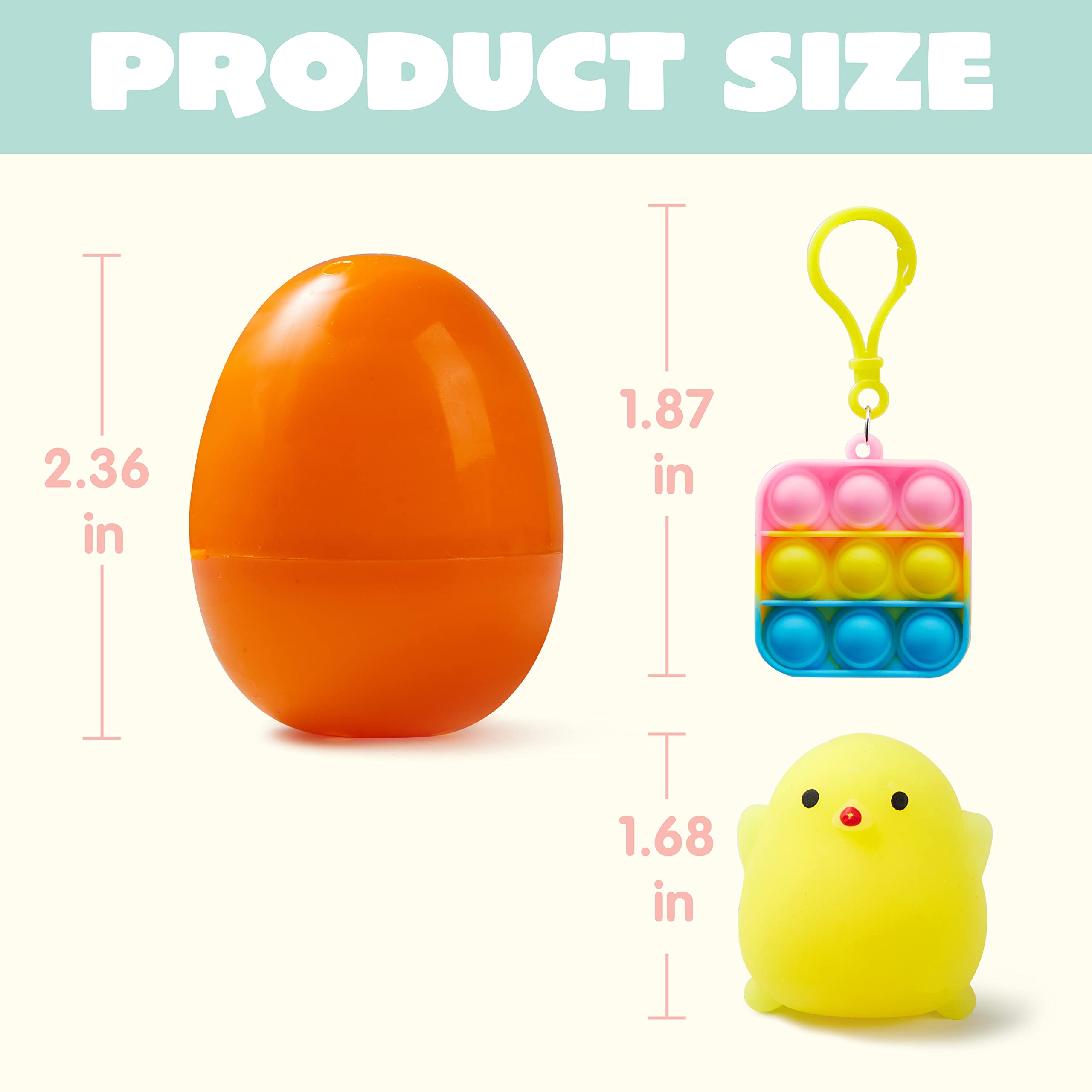 JOYIN 24-Piece Prefilled Easter Eggs with Assorted Toys - Includes Mochi Squishy Toys & Pop Bubble Fidget Keychains - Stress Relief Toys for Kids & Adults - Perfect for Easter Basket Stuffers, Party Favors, Easter Egg Hunt & Sensory Play