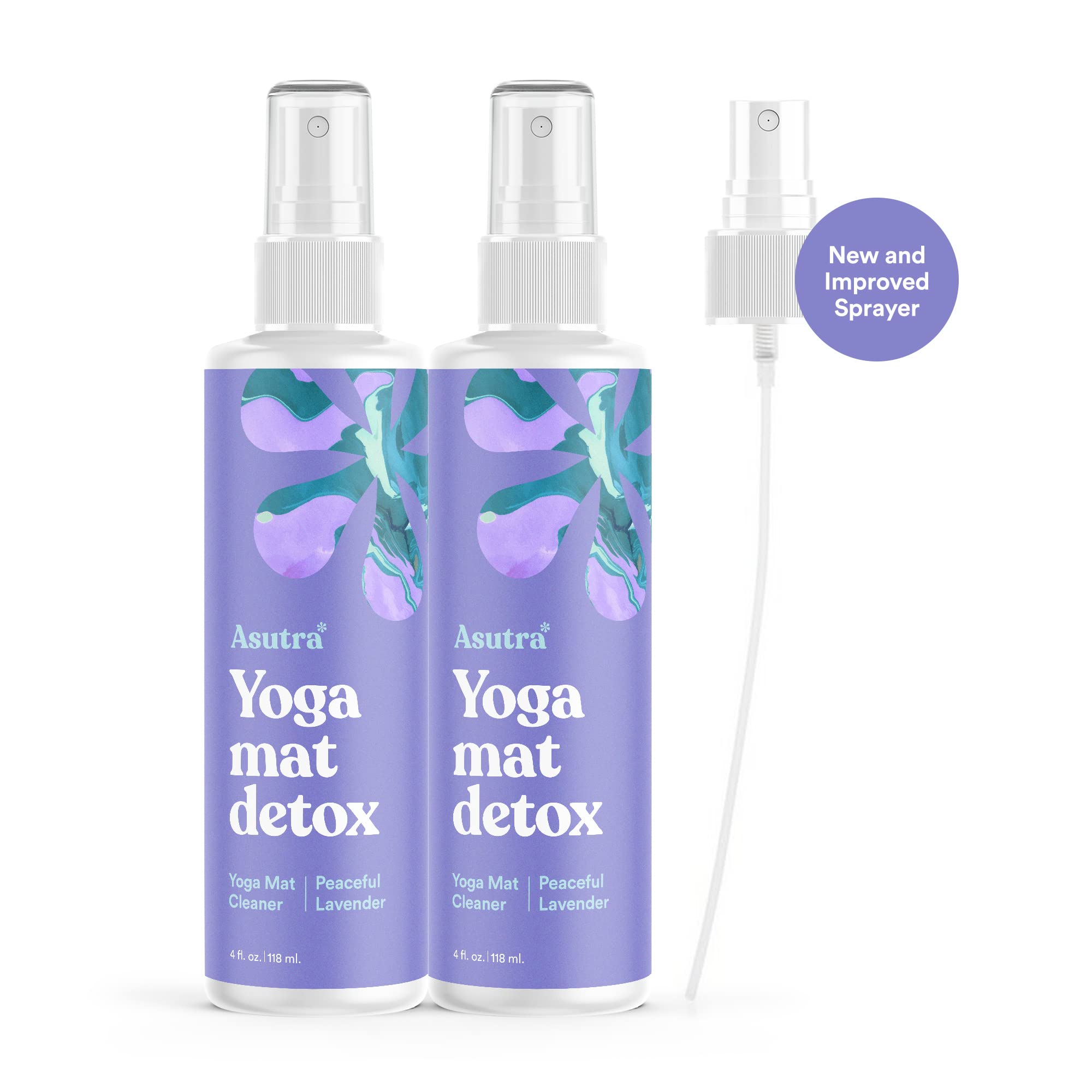 ASUTRA Organic Yoga Mat Cleaner Spray Bundle - 4 fl oz (Pack of 2) with Lavender Essential Oils | Non-Toxic, Deep-Cleansing Formula for Yoga Mats, Gym Equipment & Fitness Gear | No Slippery Residue | Perfect for Home, Studio & Travel Use