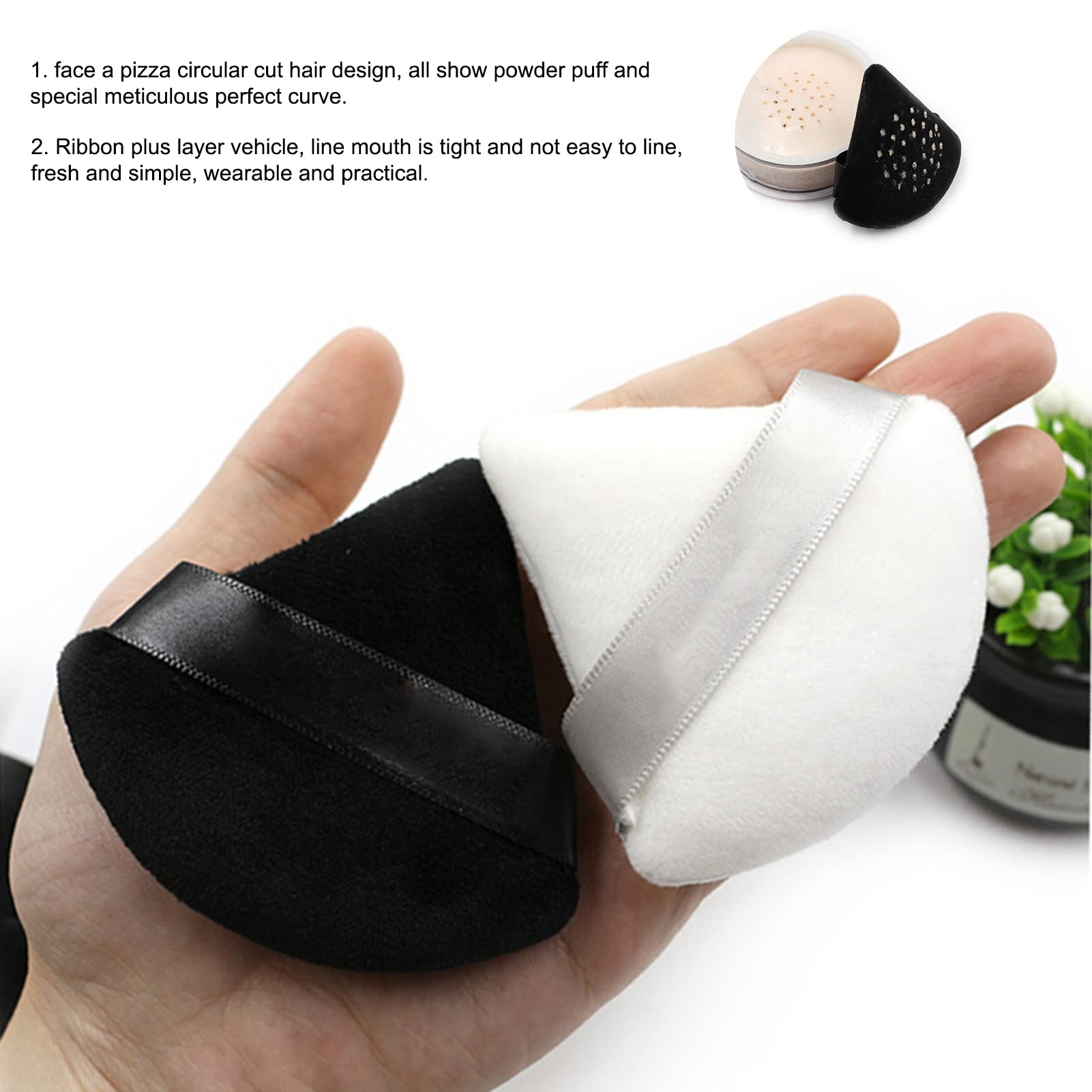 Soft Reusable Triangle Powder Puff with Strap for Loose Powder & Foundation - Wet/Dry Makeup Sponge for Flawless Face Application | Perfect for Travel & Professional Makeup Kits