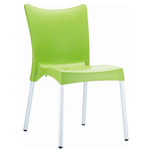 Pemberly Row Contemporary Resin Patio Dining Chair in Apple Green - Outdoor Garden, Poolside & Backyard Furniture for Relaxing & Entertaining
