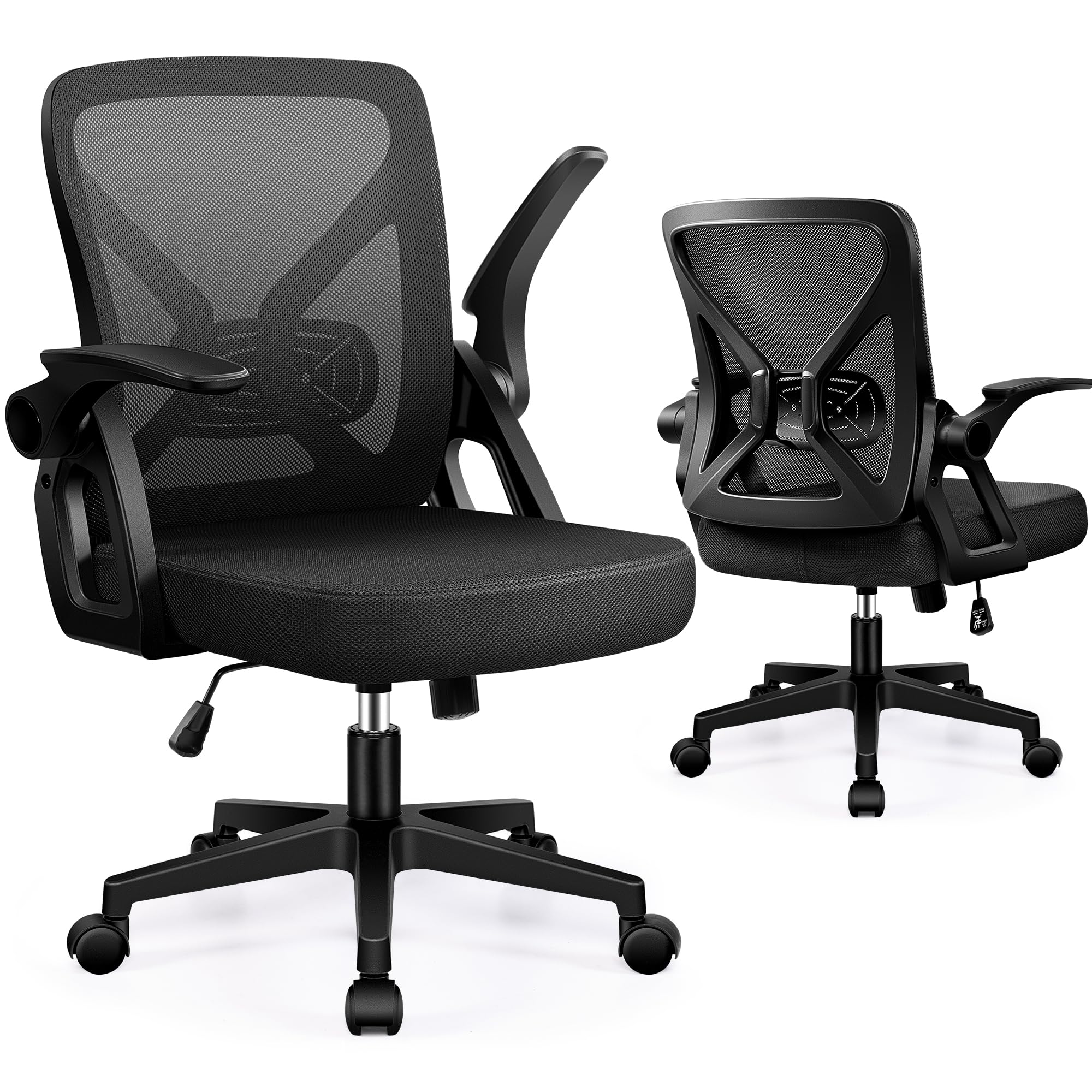 FelixKing Ergonomic Office Chair - Breathable Mesh Desk Chair with Wheels, Lumbar Support & Flip-Up Armrests - Adjustable Swivel Computer Chair for Home & Office Use (Black) | Perfect for Long Work Hours, Gaming & Remote Work