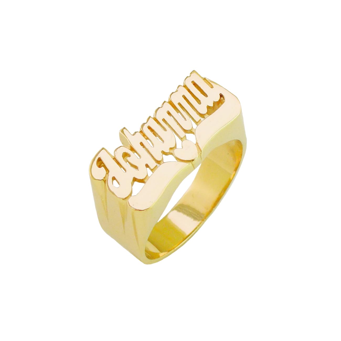 Lee 107dZ 9mm Personalized Gold Name Ring with Pave Cut - Medium Size Script Letter for Women, Perfect for Gifts, Anniversaries & Special Occasions
