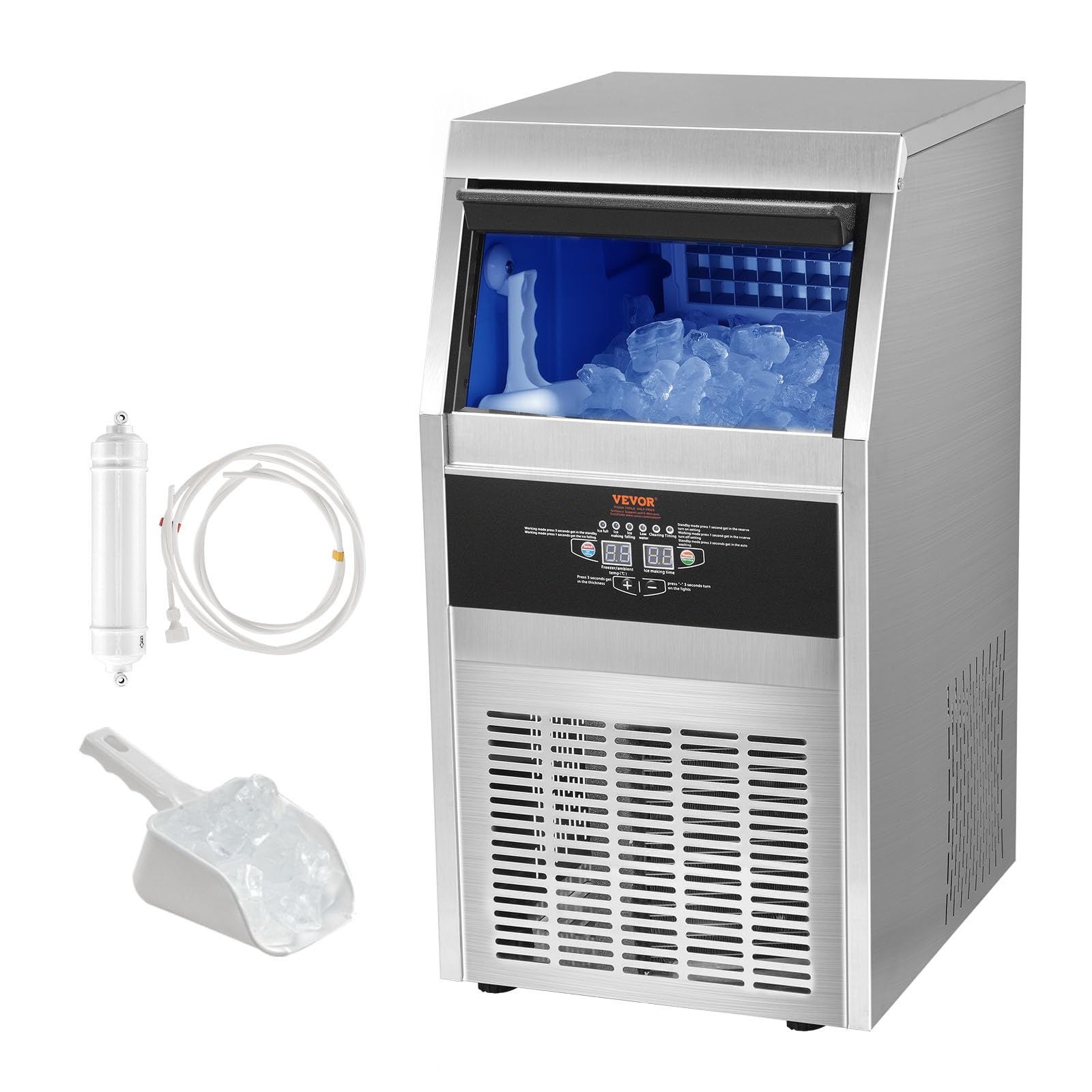 VEVOR Commercial Ice Maker Machine 110LBS/24H with 22LBS Storage - Fast 40 Ice Cubes in 12-15 Mins - Countertop Ice Maker for Home, Office, Restaurant & Bars - Perfect for Parties, Events and Daily Beverage Needs