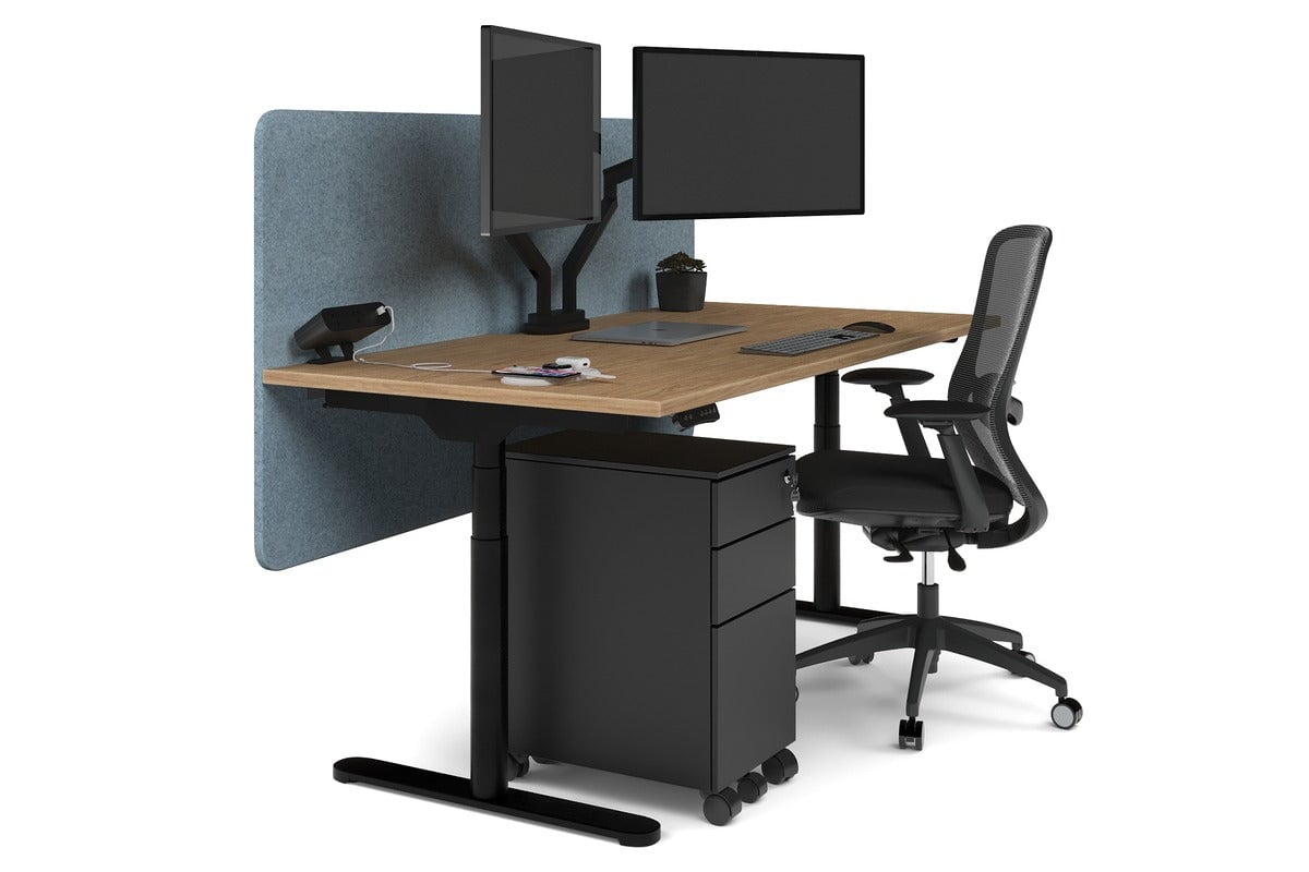Flexi Premium Height Adjustable Single Workstation Desk - 1600L x 800W with Cable Management Scallop | Ergonomic Standing Desk for Home Office & Workspace