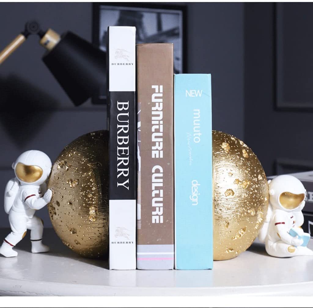 Modern Astronaut Bookends - Heavy Duty Book Stoppers for Office Shelves & Home Decor | Blue Space-Themed Book Holder | Perfect for Office Organization & Kids' Room Decor