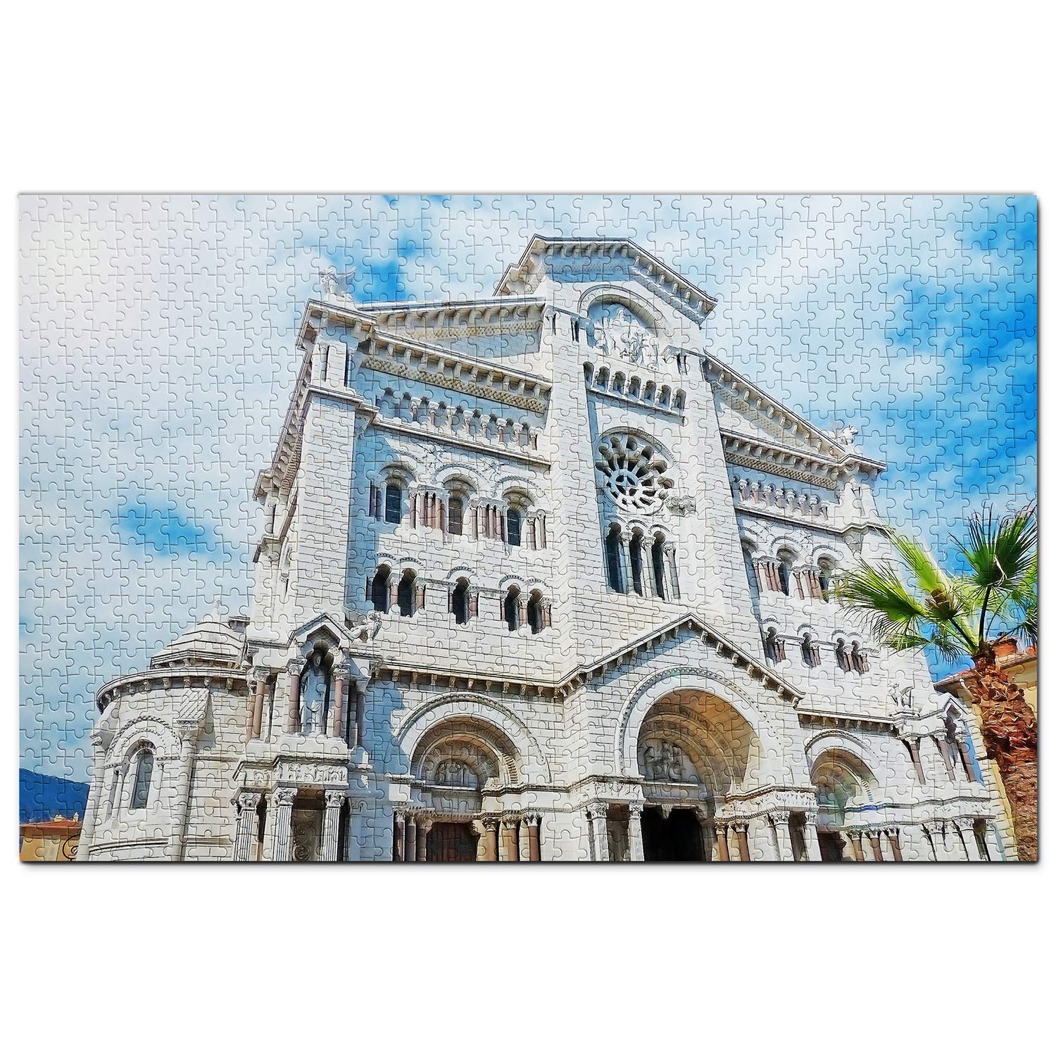 1000-Piece Monaco Cathedral Jigsaw Puzzle - Premium Wooden Travel Souvenir & Home Decor for Adults, Perfect for Relaxation & Family Game Nights