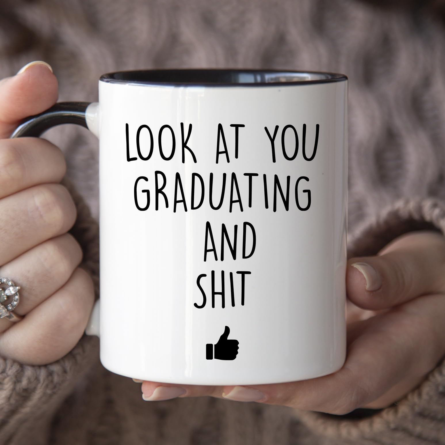 YouNique Designs 11oz Graduation Coffee Mug - PhD, Masters & College Graduation Gift for Him & Her (Black Handle) - Perfect for Celebrations, Office Use & Daily Coffee