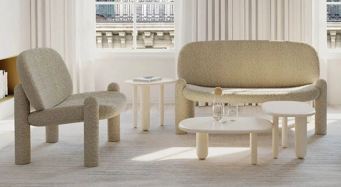 Driade Tottori Armchair - Modern Lounge Chair for Living Room, Bedroom & Office - Comfortable Upholstered Accent Chair with Wooden Legs
