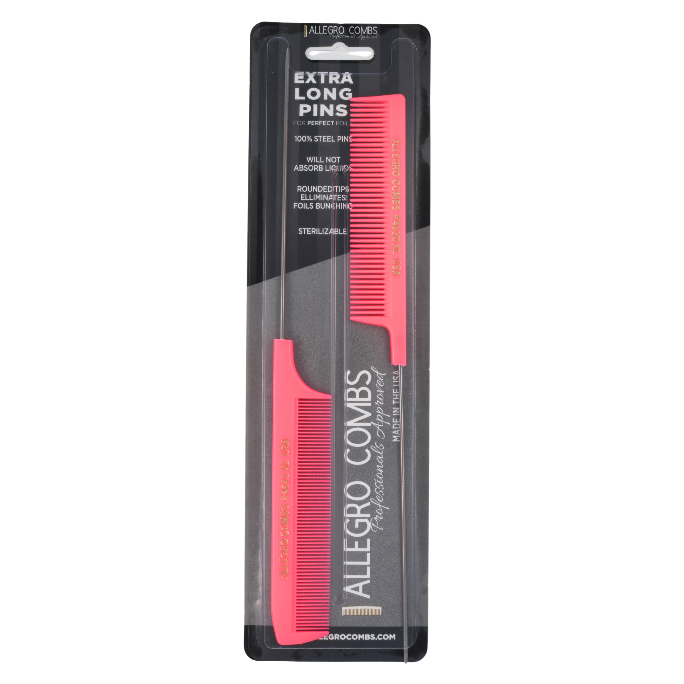 Allegro Combs XL Pintail Parting & Foiling Combs Set - Professional Hair Styling Tools for Salon & Home Use