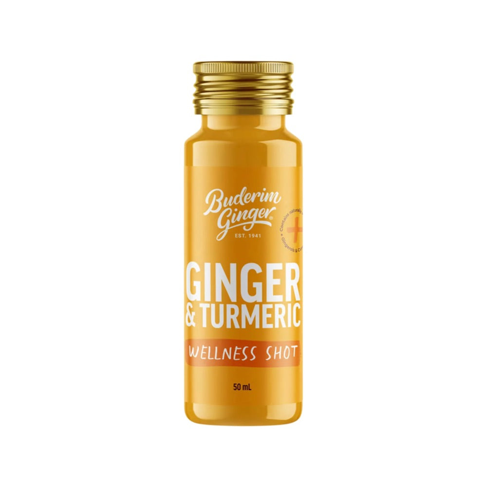 Buderim Ginger & Turmeric Wellness Shot - 10 Pack (50ml Each) - Immune Support & Anti-Inflammatory Boost - Perfect for Daily Wellness Routine & On-the-Go Health