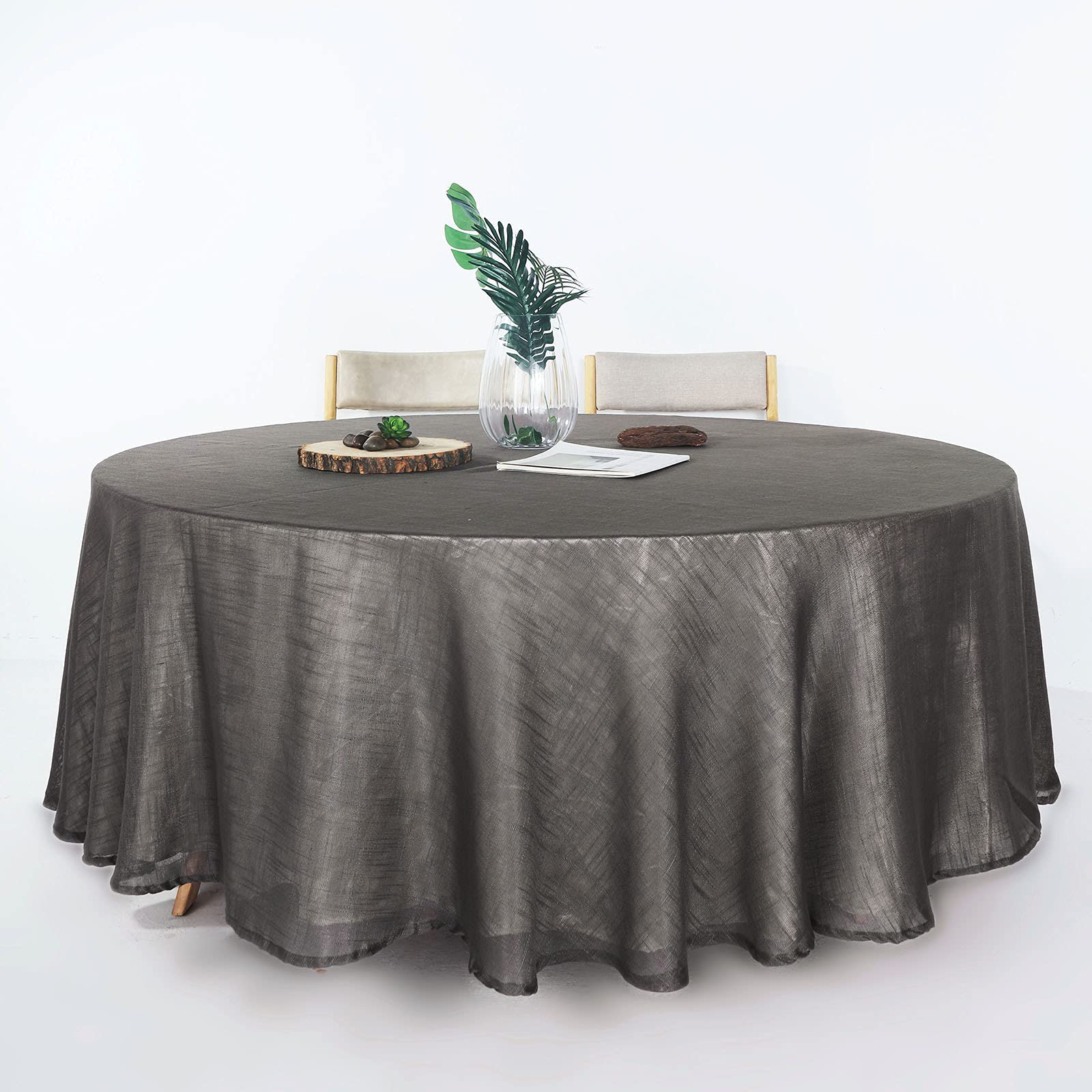 Premium Faux Linen Tablecloth - Wrinkle Resistant Charcoal Gray Textured Table Cover for Kitchen, Restaurant, Indoor & Outdoor Dining, Picnic - 108 Inch Rectangle Table Cloth - Perfect for Dinner Parties, Weddings, and Holiday Gatherings