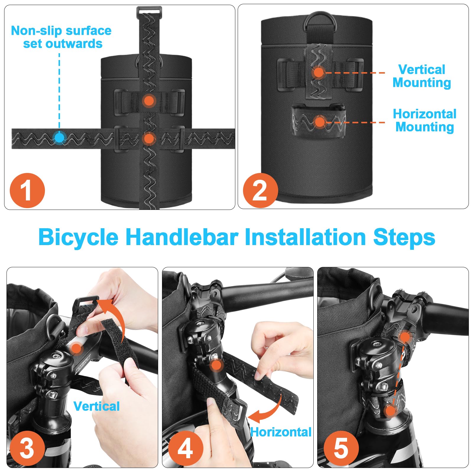 **32-40oz Insulated Bike Water Bottle Holder - Universal Design for Mountain, Road, eBike & Scooter - Non-Slip Straps & Multiple Installation Methods - Perfect for Cycling, Commuting & Outdoor Adventures**
