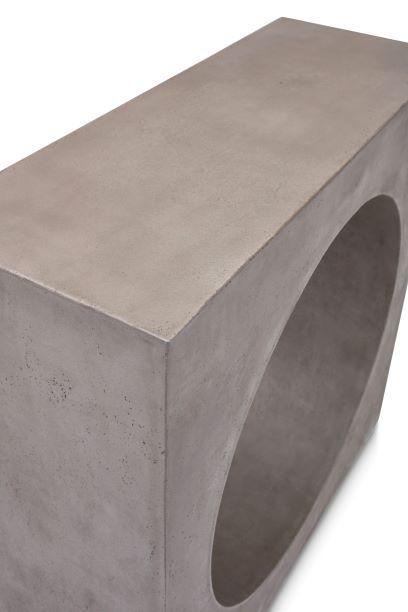 Avva Outdoor Concrete Console Side Table - Modern Patio & Garden Accent Table for Poolside, Deck, or Porch Decor