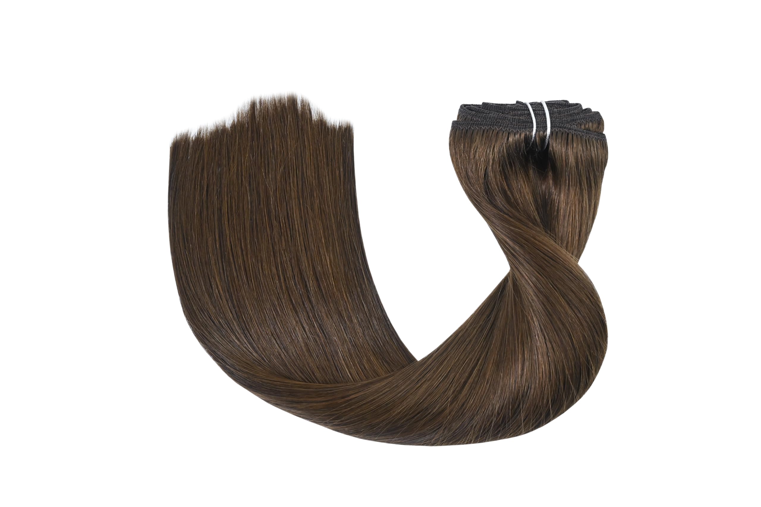 HUAYI 20 Inch Medium Brown Clip-In Hair Extensions - 7pcs 70g Real Human Remy Hair, Soft & Natural Straight Double Weft for Women | #4 Chocolate Brown | Perfect for Daily Wear, Parties & Special Occasions