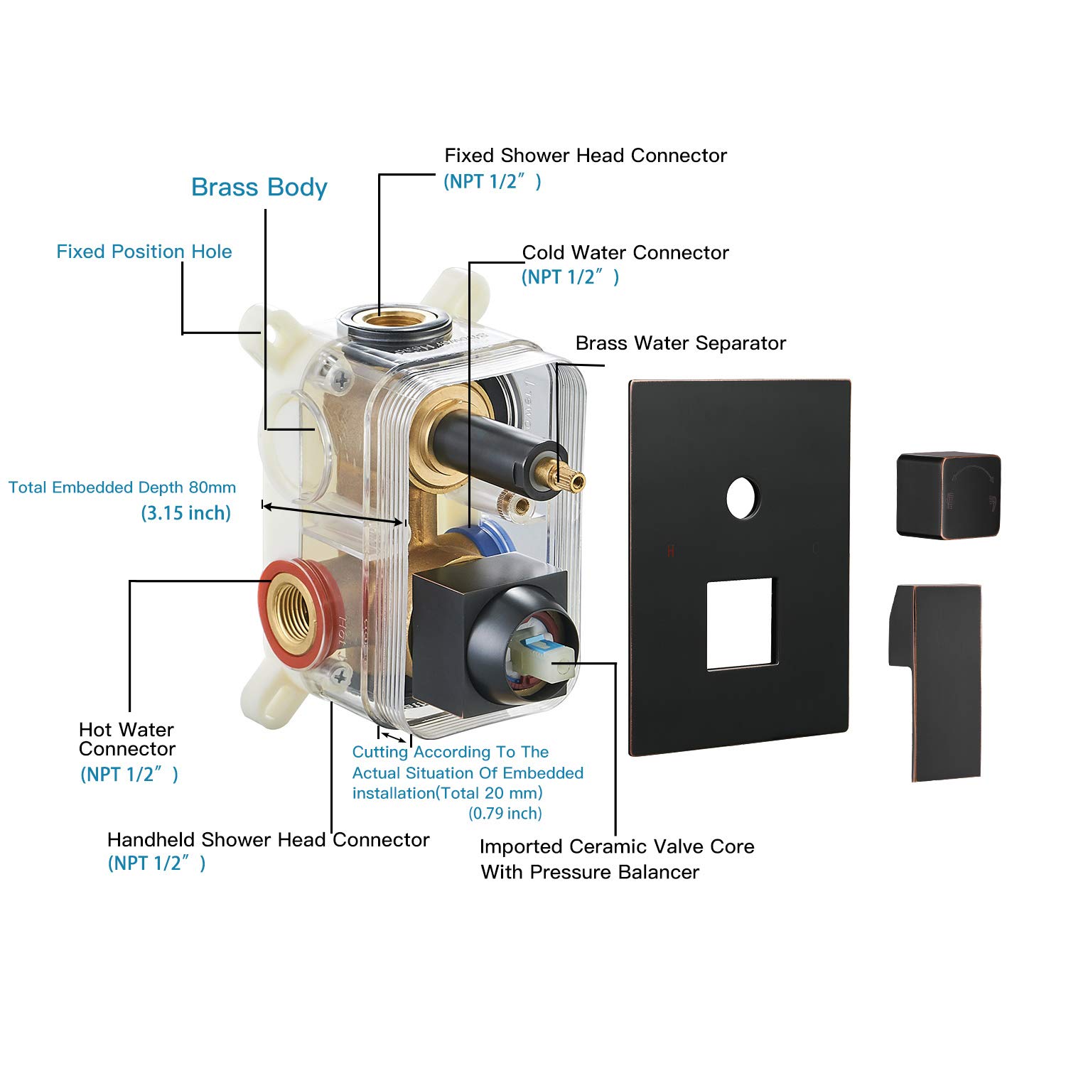 Oil Rubbed Bronze Rainfall Shower System - 10 Inch Wall Mounted Shower Head with Handheld Spray, Mixer Valve & Rough-in Trim - Perfect for Modern Bathroom Renovations & Spa-Like Experience