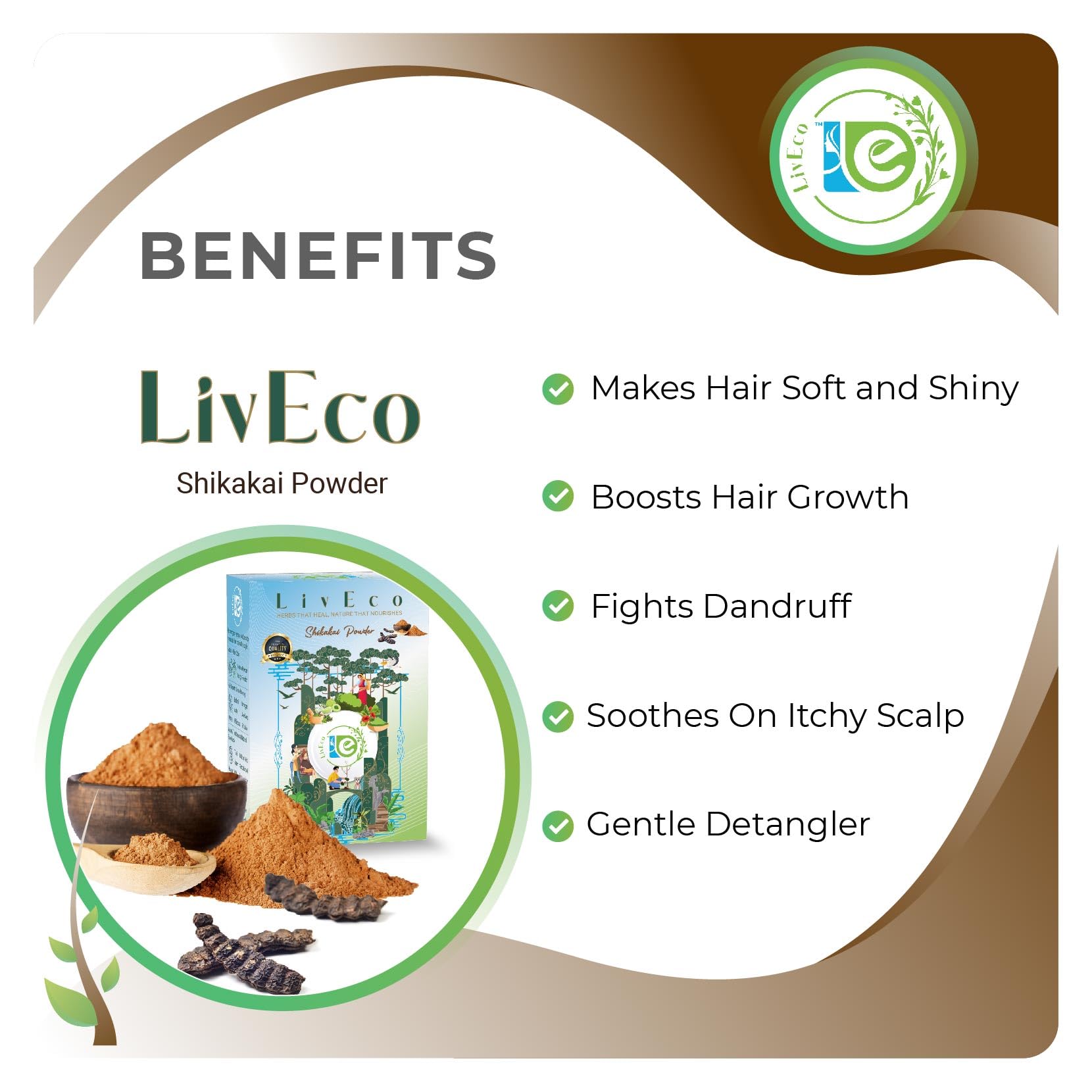 LivEco Organic Shikakai Powder for Hair Growth & Strength - 150g | Natural DIY Hair Mask Pack | Herbal Treatment for Volume & Healthy Hair | Perfect for Home Spa & Ayurvedic Hair Care Routines