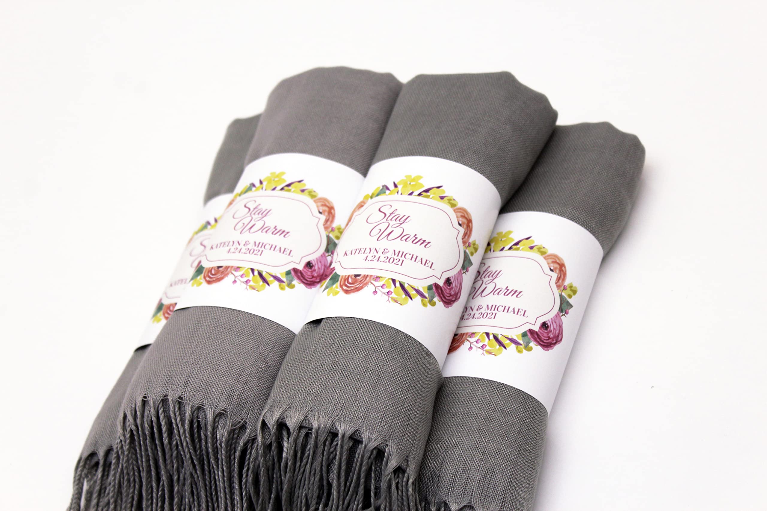 25 Pcs Soft Pashmina Shawl for Women - Personalized Luxury Scarf for Evening Dresses, Weddings & Bridesmaid Gifts (Gray) | Perfect for Wedding Favors, Guest Gifts & Special Occasions
