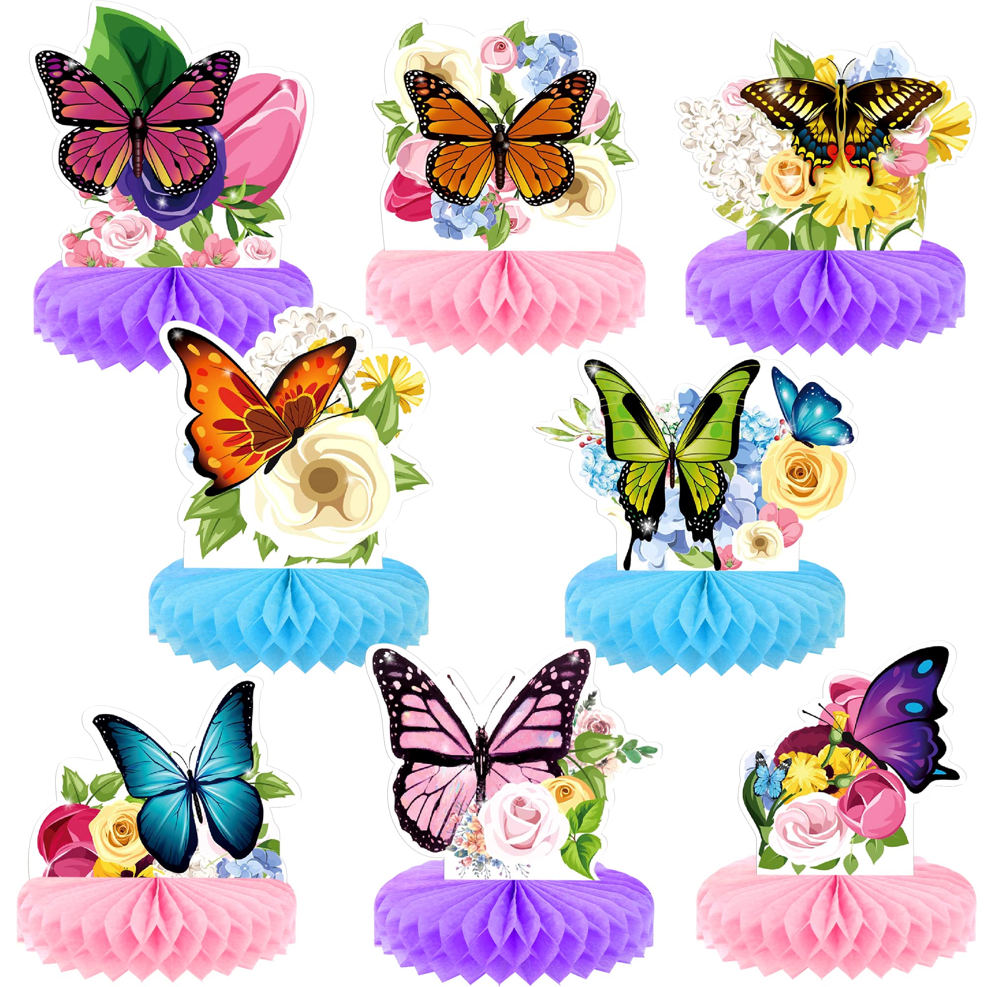 KatchOn 8-Pack Large Honeycomb Butterfly Table Centerpieces - Elegant Party Decor for Birthday, Wedding, Baby Shower | Perfect for Table Decorations, Wall Hangings & Event Backdrops