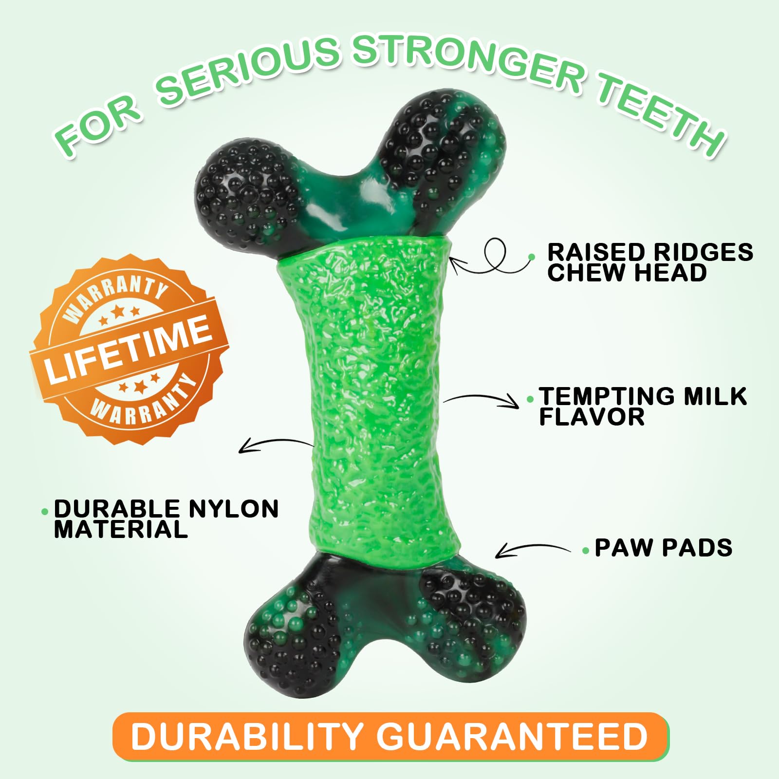 Durable NOUGAT Dog Chew Toys for Aggressive Chewers - Indestructible Milk Flavor Chew Toy for Medium & Large Dogs - Long-Lasting Pet Toy for Playtime, Training & Anxiety Relief