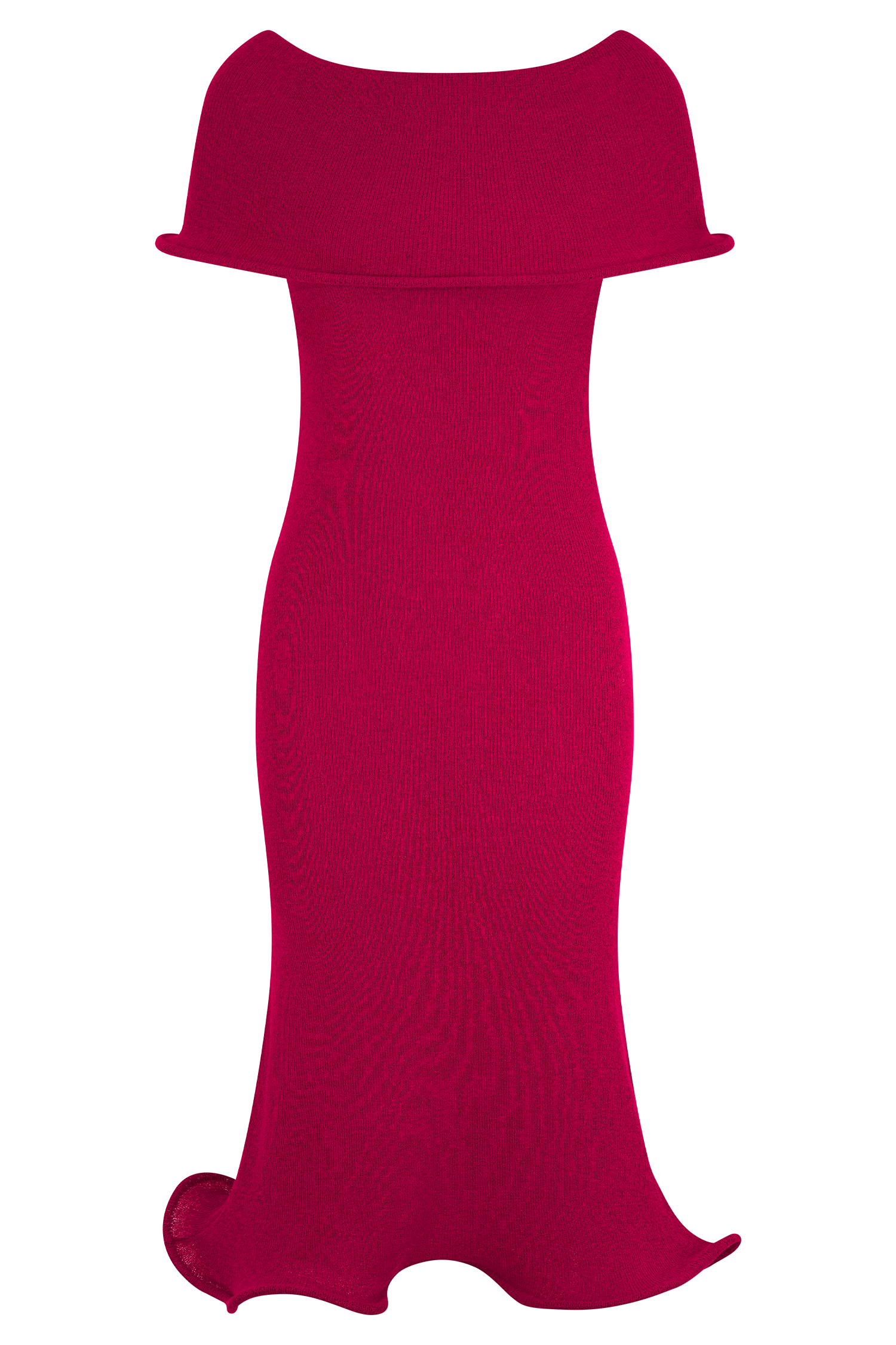 Molly Off Shoulder Knit Midi Dress in Raspberry - Elegant Casual Summer Dress for Beach, Party & Date Night