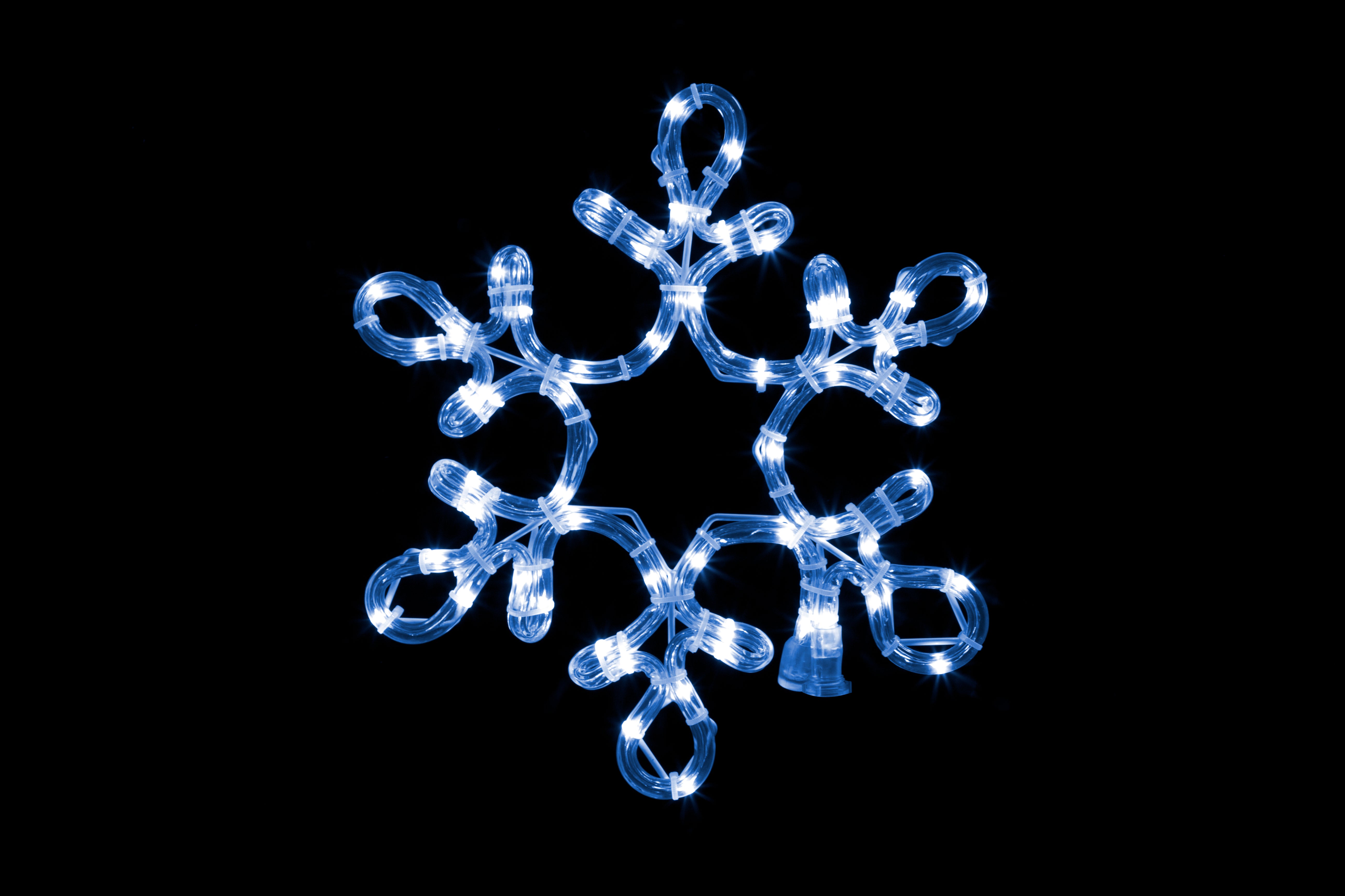 12 Pack Blue Rope Light Snowflake Decorations with Star Centerpiece - Perfect for Christmas Tree, Holiday Party & Outdoor Winter Decorations