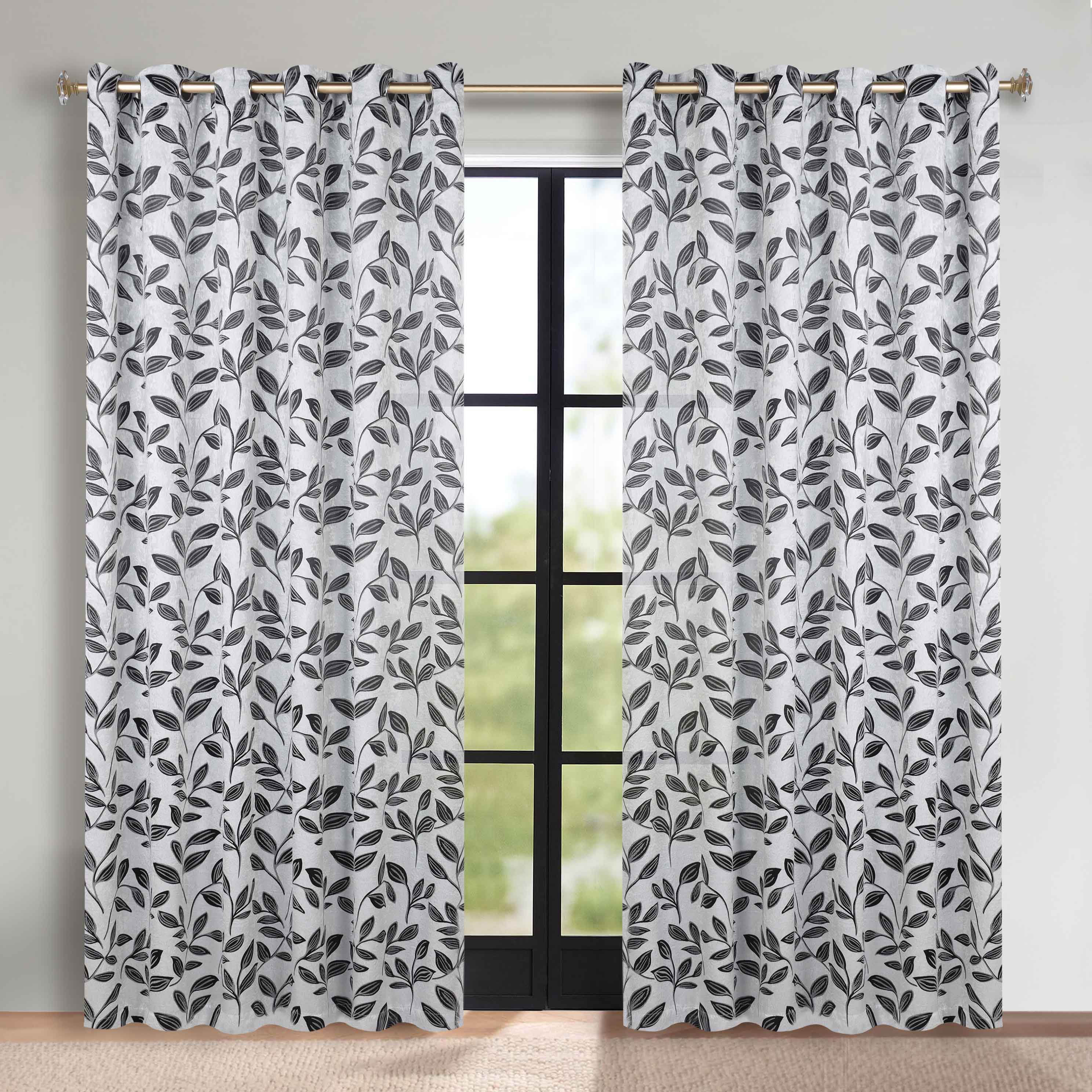 Leaves Grommet Blackout Curtains Set of 2 - Thermal Insulated Room Darkening Drapes for Bedroom & Living Room - Noise Reducing Window Treatment for Home Decor
