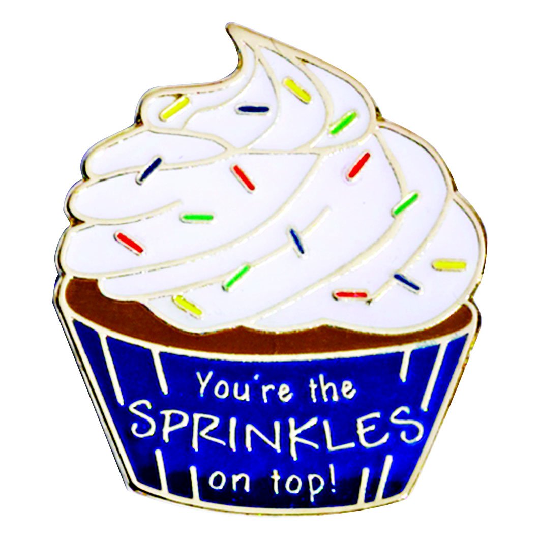 Blue Cupcake Award Pins - 6 Pack for Employee Appreciation