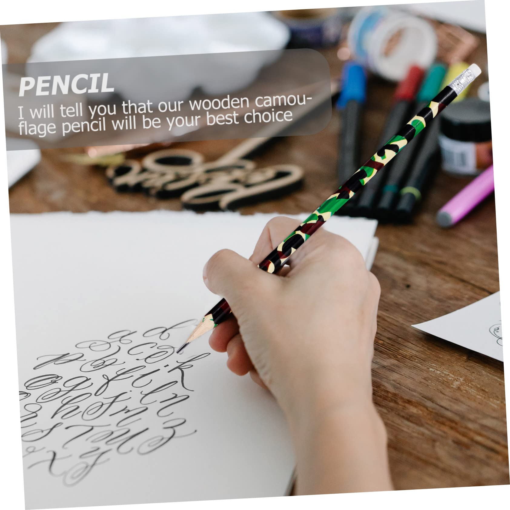 DIYEAH 100 Pcs Camouflage Wooden Pencils - Bulk Drafting & Writing Pencils for Students, Artists & Office Use - Perfect for Sketching, Note Taking & School Supplies