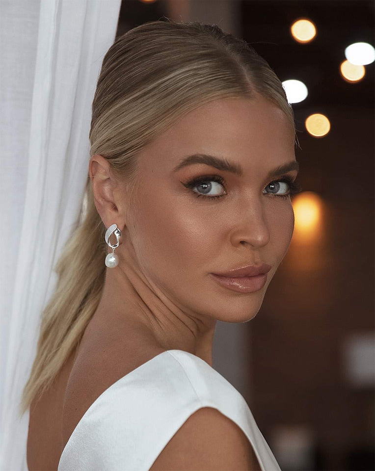 Modern Art Pearl Drop Stud Earrings for Wedding – Elegant Bridal Jewelry by Lola Knight | Perfect for Brides, Bridesmaids & Formal Occasions
