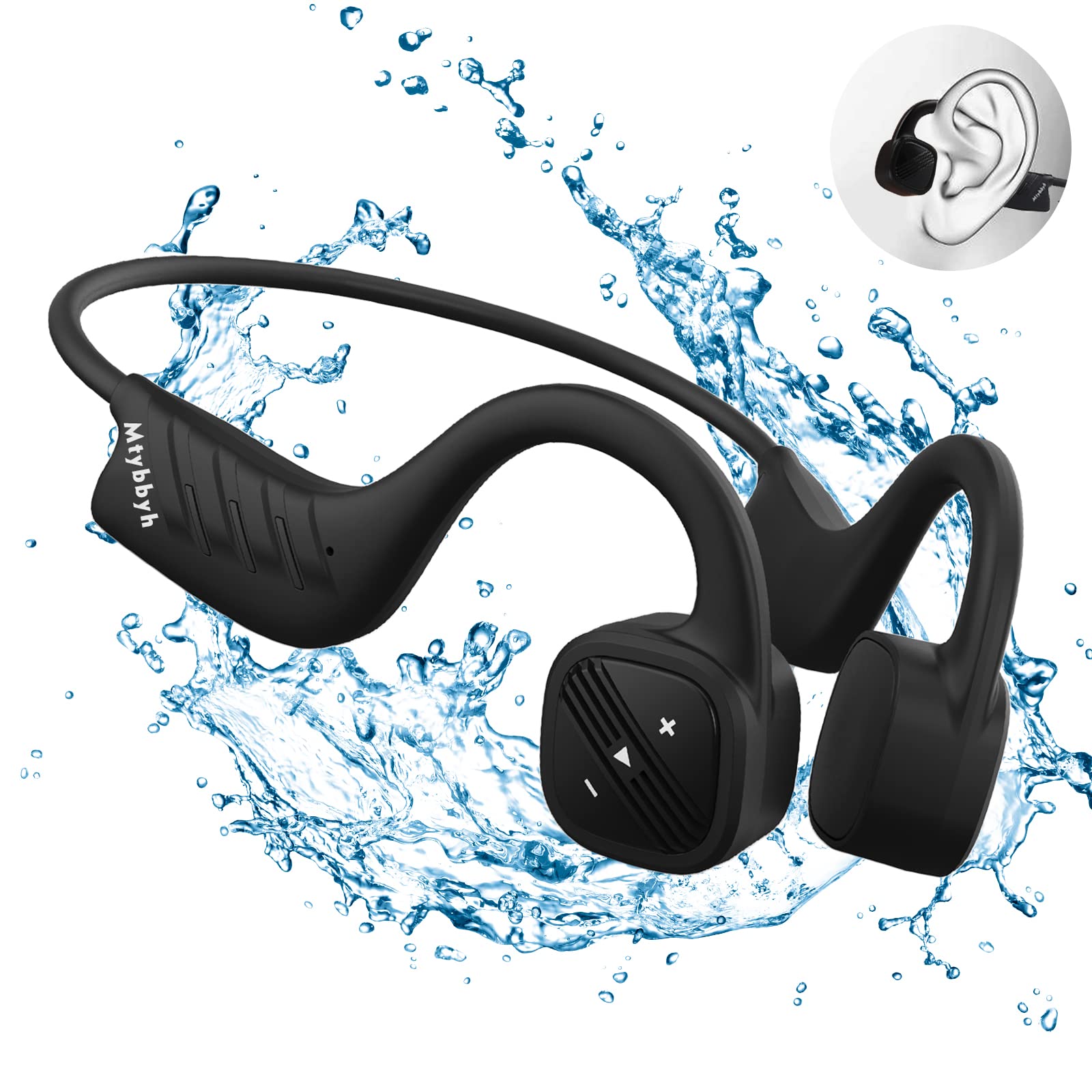 IPX8 Waterproof Bone Conduction Headphones - Wireless Bluetooth Open Ear Headphones with 8GB Built-in MP3 Player for Swimming, Cycling & Driving | Sweatproof & Secure Fit for Sports & Workouts