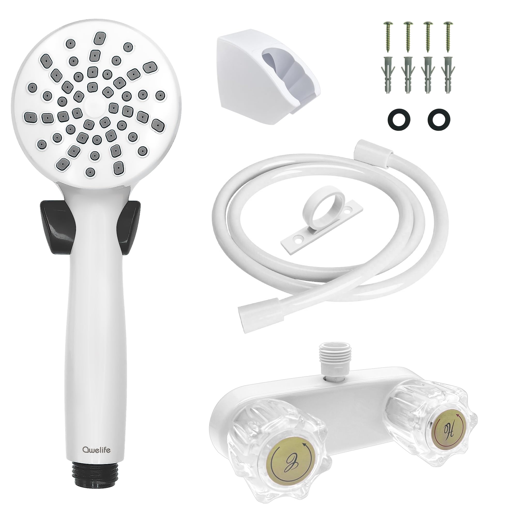 High Pressure RV Shower Head with Hose - Water Saving Showerhead Kit with Guide Ring, Holder & Faucet for RV, Camper, Van, Boat, Motorhome - Perfect for Travel & Outdoor Adventures